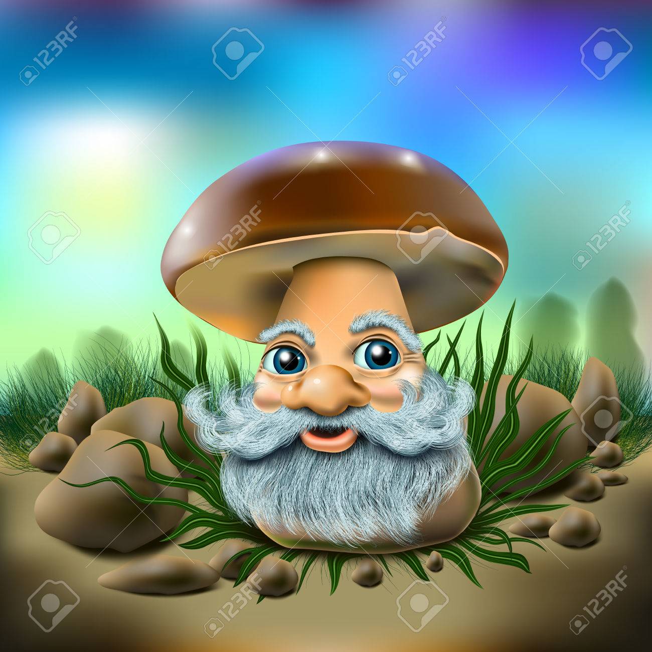 58586082-funny-mushroom-with-a-beard-on-the-natural-background-of-stones-and-grass.jpg