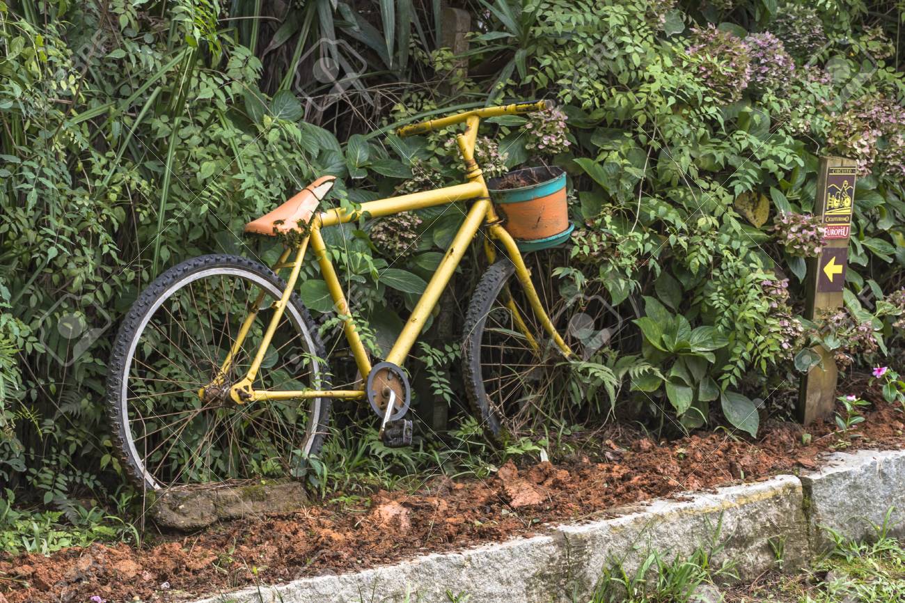 Décoration De Vélo Jaune Dans Le Jardin Banque D\'Images Et Photos ... Décoration De Vélo Jaune Dans Le Jardin Banque D\'Images Et Photos ...