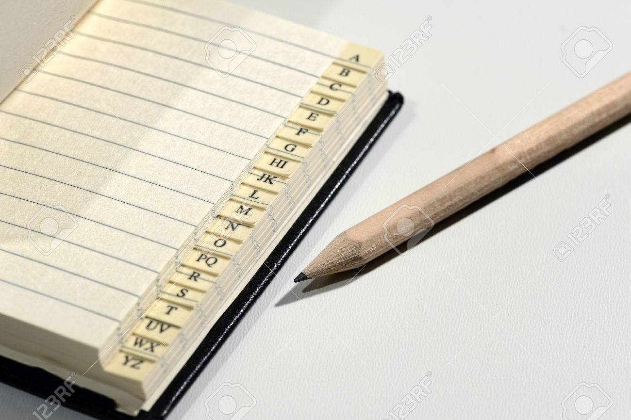 alphabetical address book with indented tabs for filing of names
