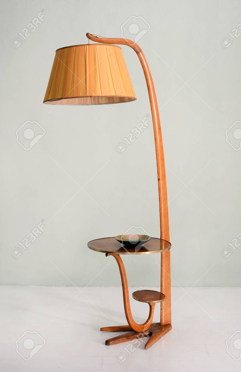 Wonderlijk Still Life Of Retro Floor Lamp With Hanging Shade And Integrated UT-13