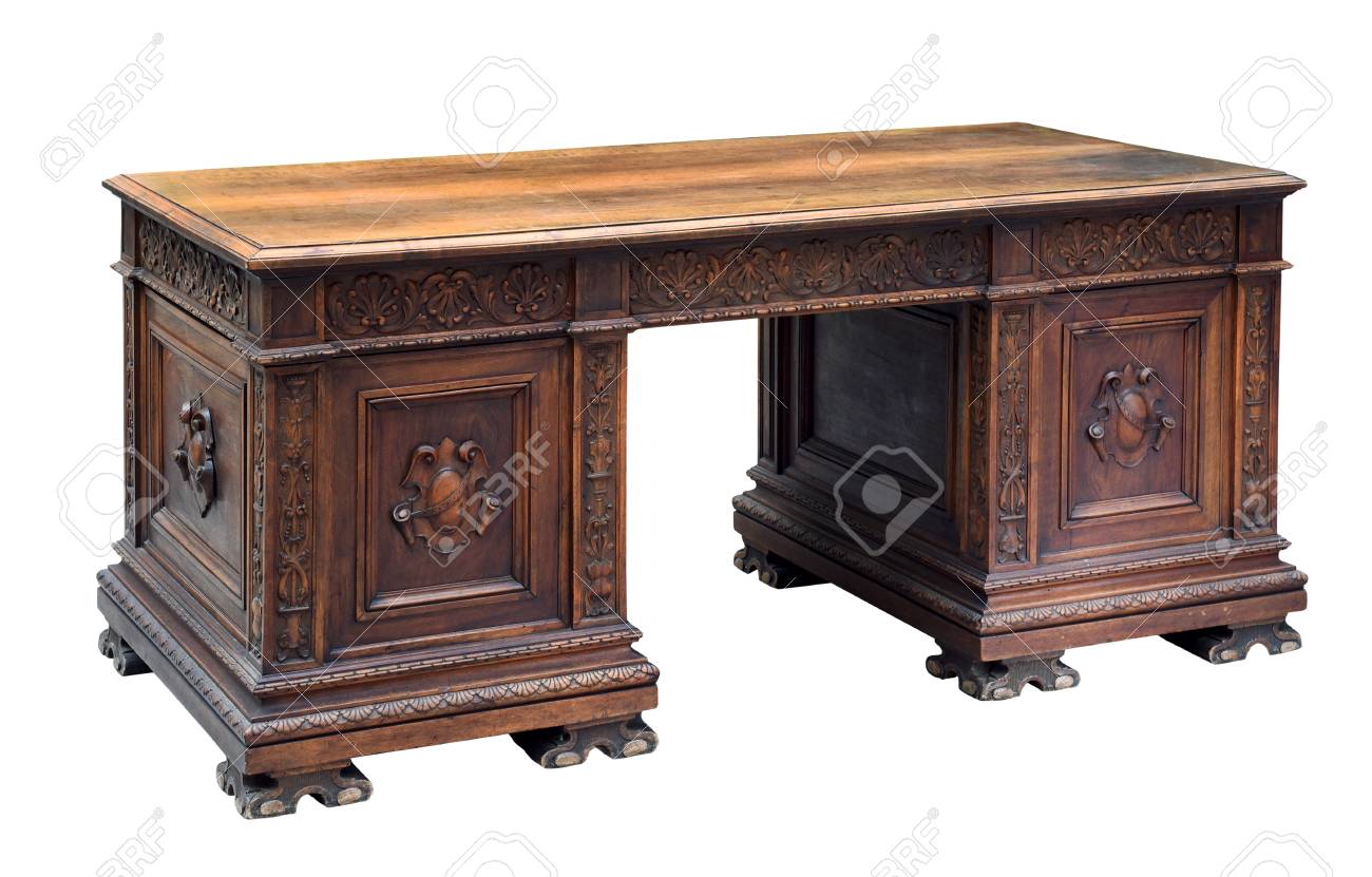 Antique Mahogany Writing Desk With Ornate Carving On The Panels Antique mahogany writing desk with ornate carving on the panels and raised feet for a bureau - Antique Mahogany Writing Desk With Ornate Carving On The Panels