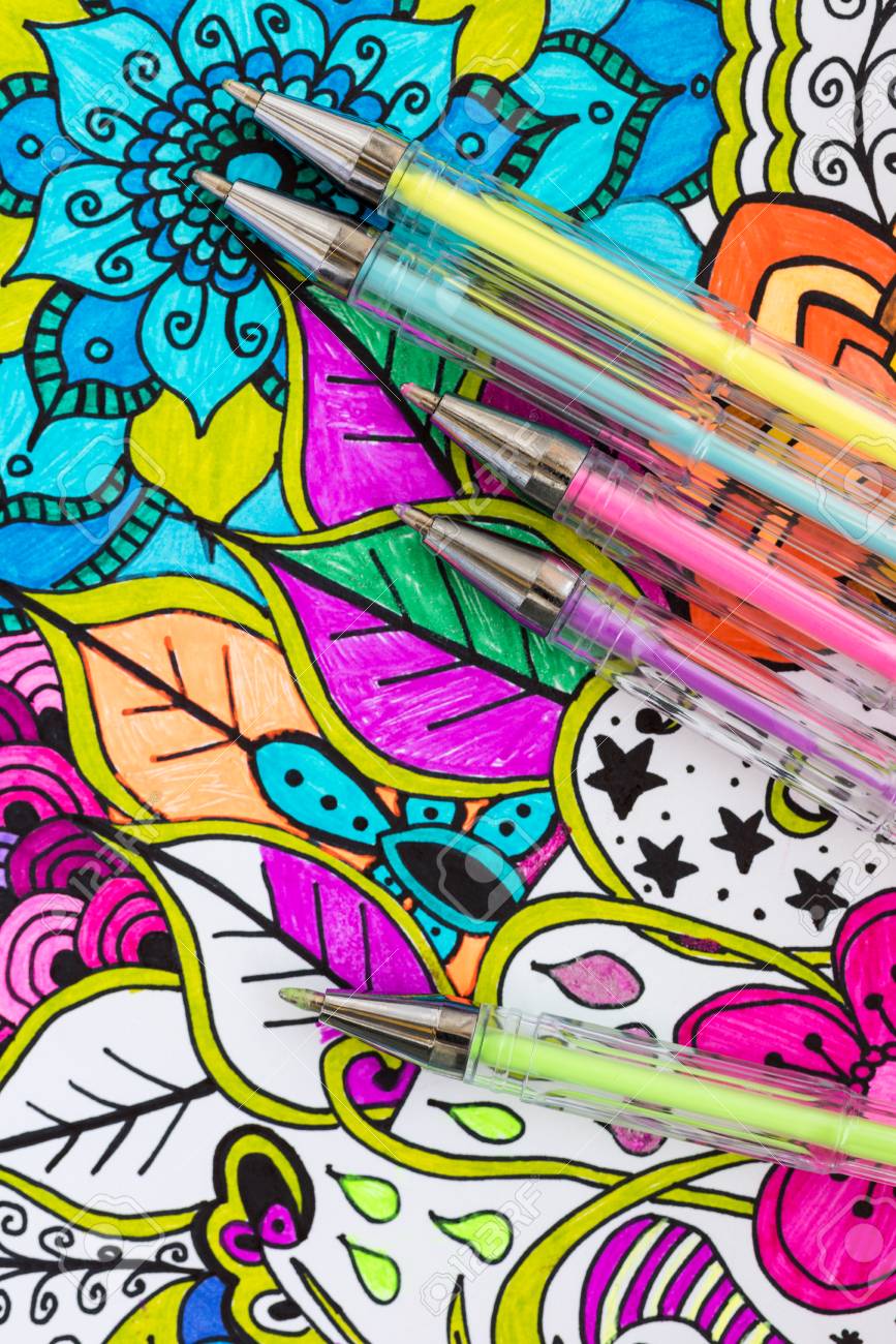 Adult Coloring Book, New Stress Relieving Trend. Art Therapy - Adult Coloring Book, New Stress Relieving Trend. Art Therapy