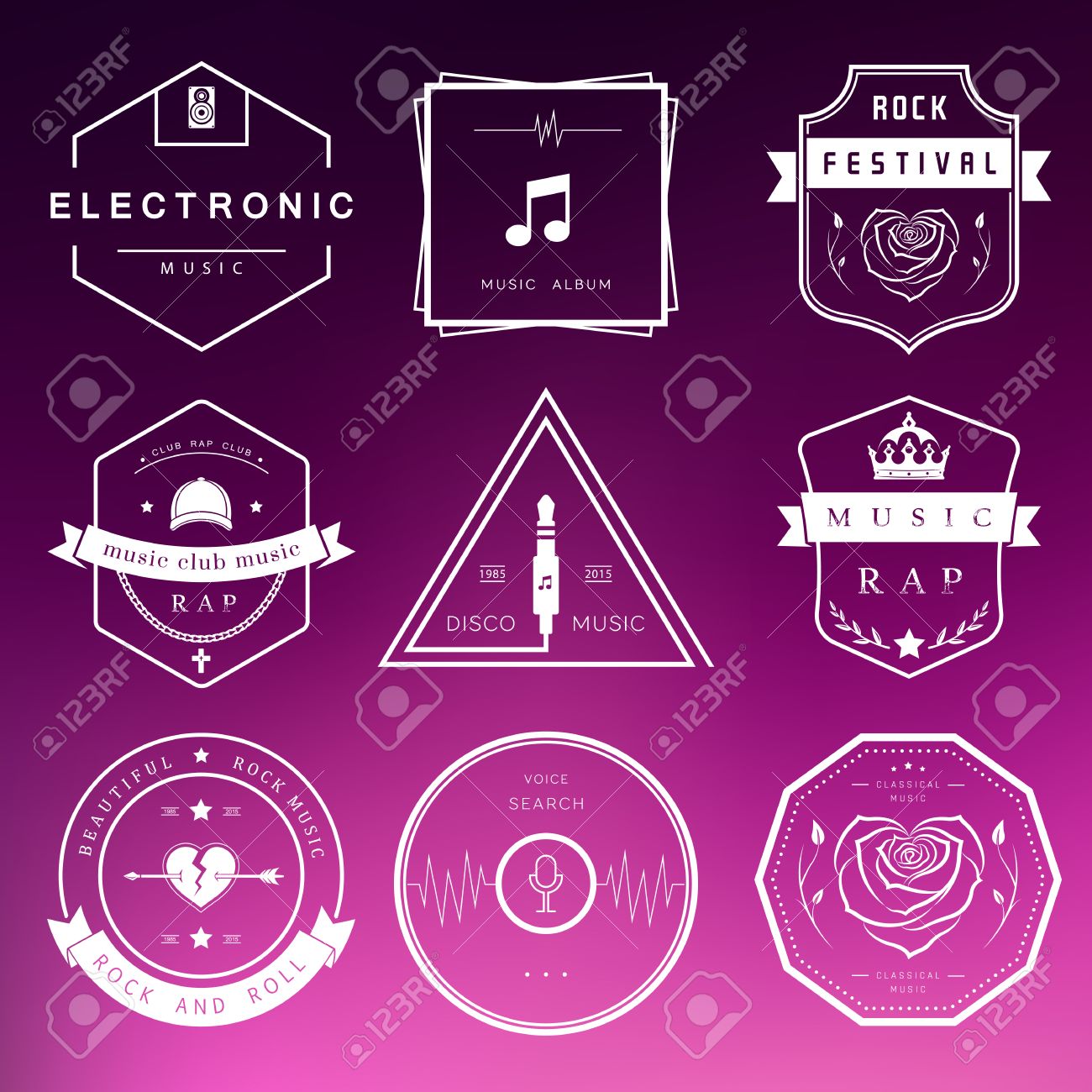 ベクトル バッジ ロック音楽 ラップ クラシックと電子音楽 ベクトル祭りとコンサート Web デザインと声の要素の検索 T シャツのプリント のイラスト素材 ベクタ Image 4175