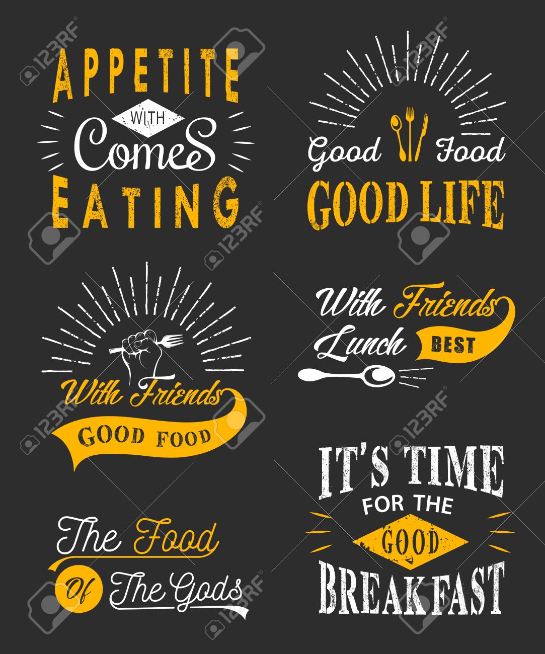 Ensemble De Citations Typographiques Alimentaires Vintage Nourriture Vintage Liee Citations Typographiques Clip Art Libres De Droits Svg Vecteurs Et Illustration Image