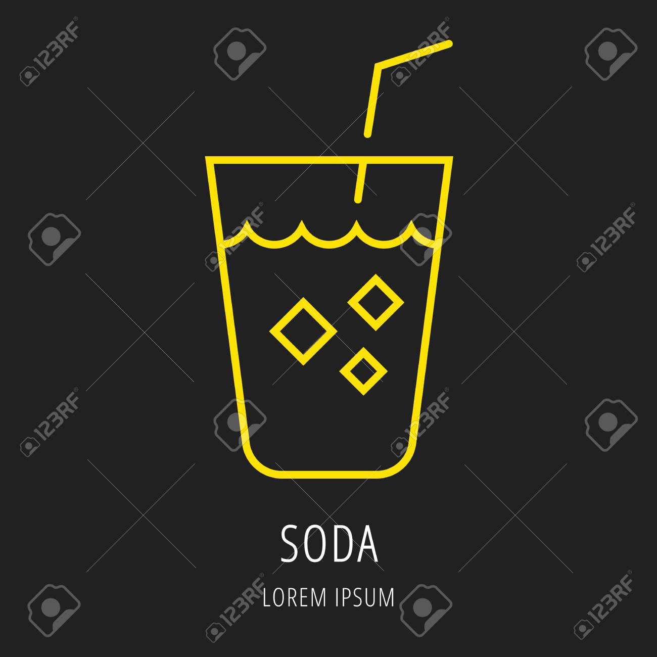 logo or label drink line style logotype template with soda