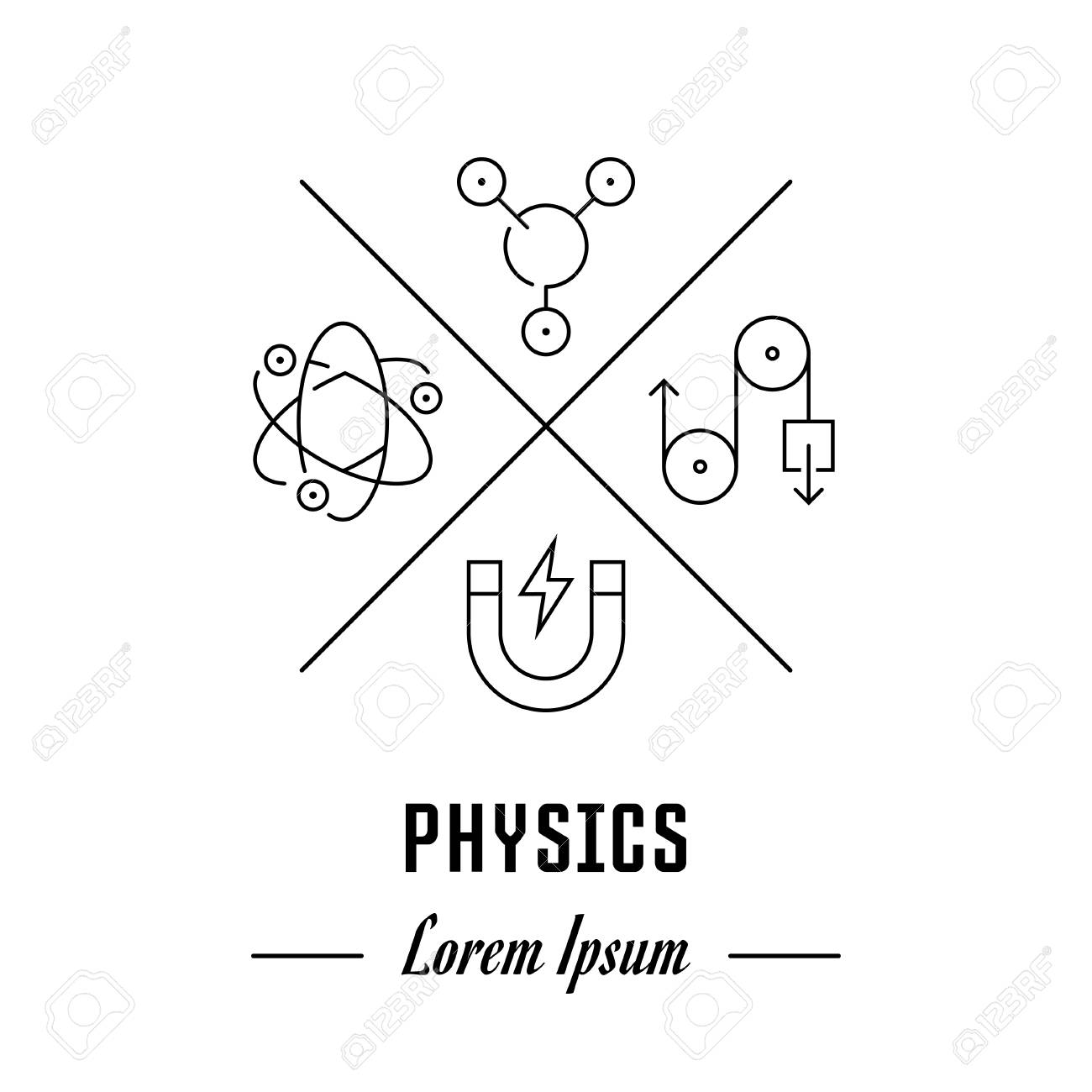 Vector Logo Physics. Emblem, Label Or Banner For Physics. Line Sign With  Elements. Concept Brand. Royalty Free SVG, Cliparts, Vectors, and Stock  Illustration. Image 85120988.