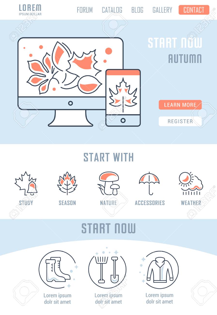 秋のラインイラスト Web バナーと印刷物のコンセプト ウェブサイトのバナーとランディングページのテンプレート のイラスト素材 ベクタ Image
