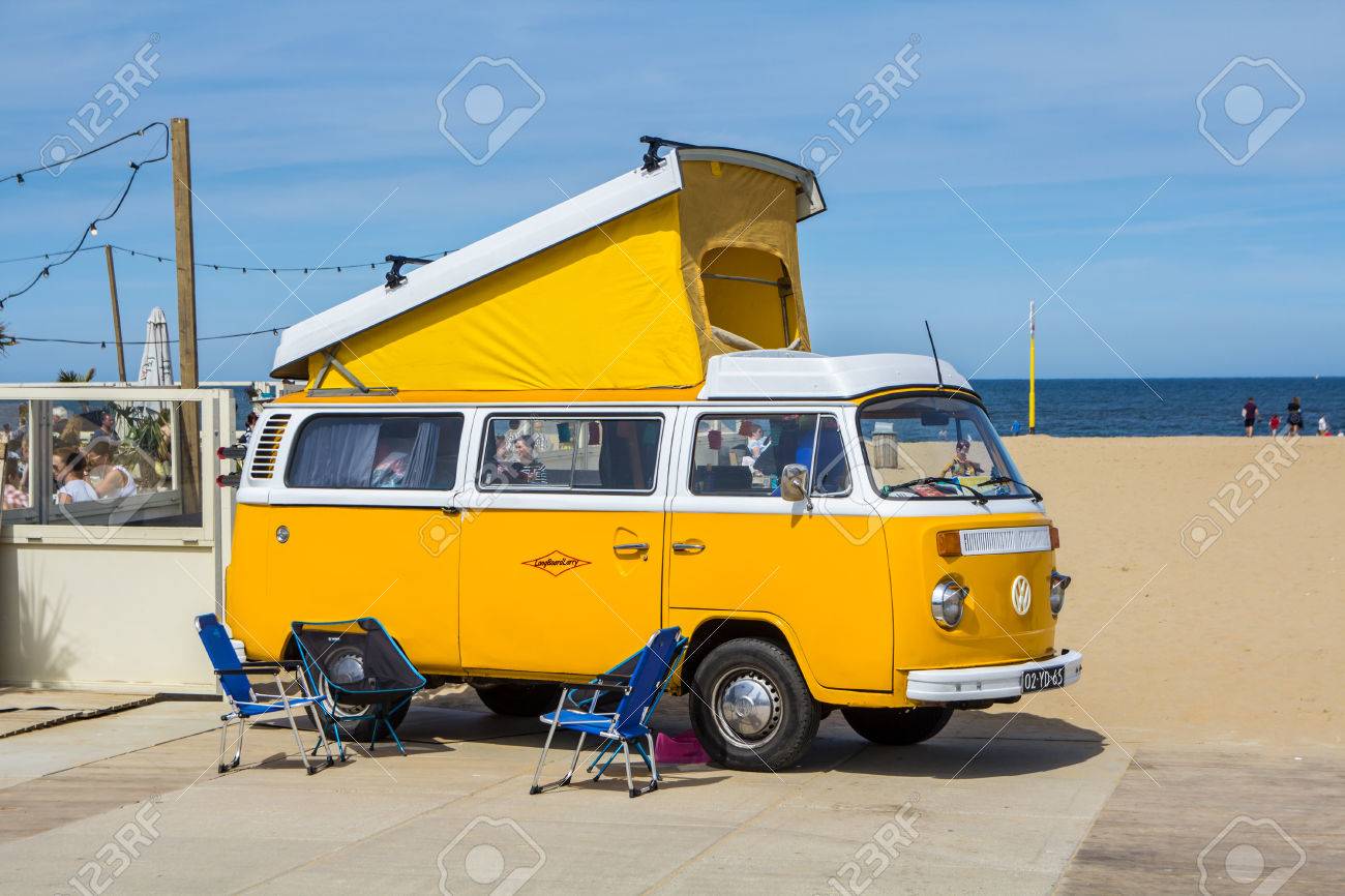 Scheveningen Beach The Netherlands May 21 17 Yellow Vw Stock Photo Picture And Royalty Free Image Image