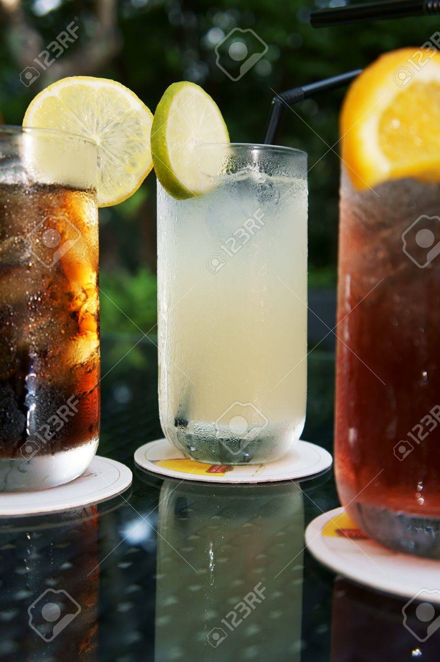three ice cold drinks