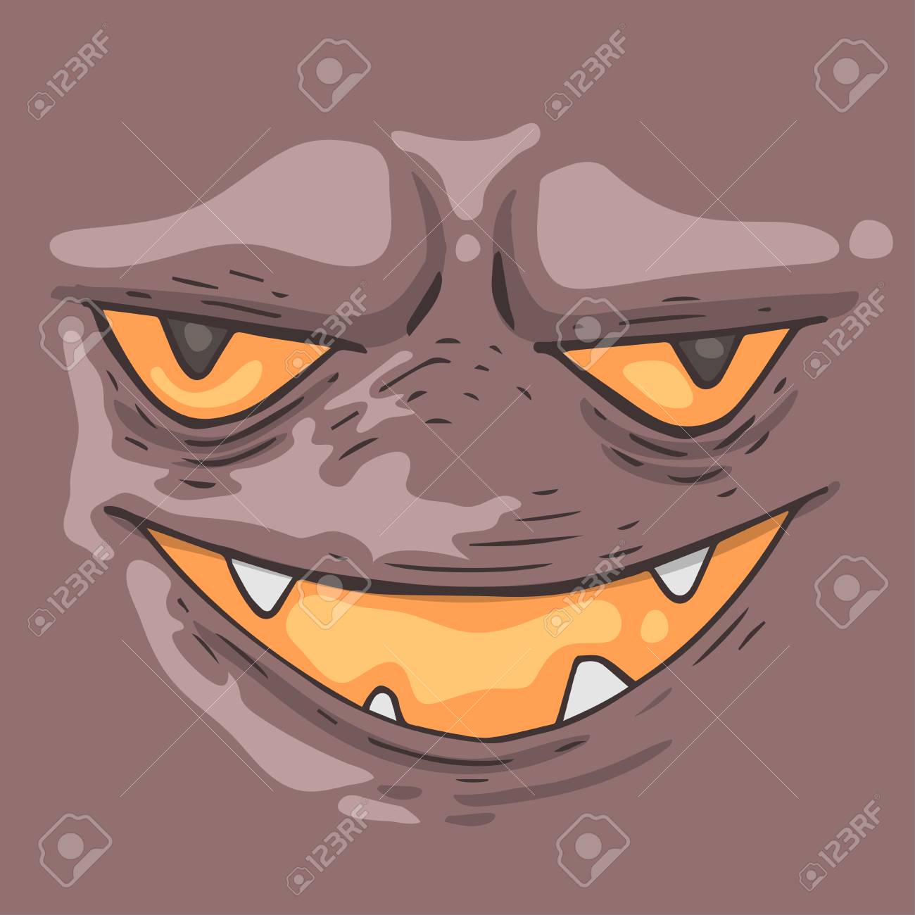 Visage De Monstre De Dessin Animé. Illustration Du0027Halloween 