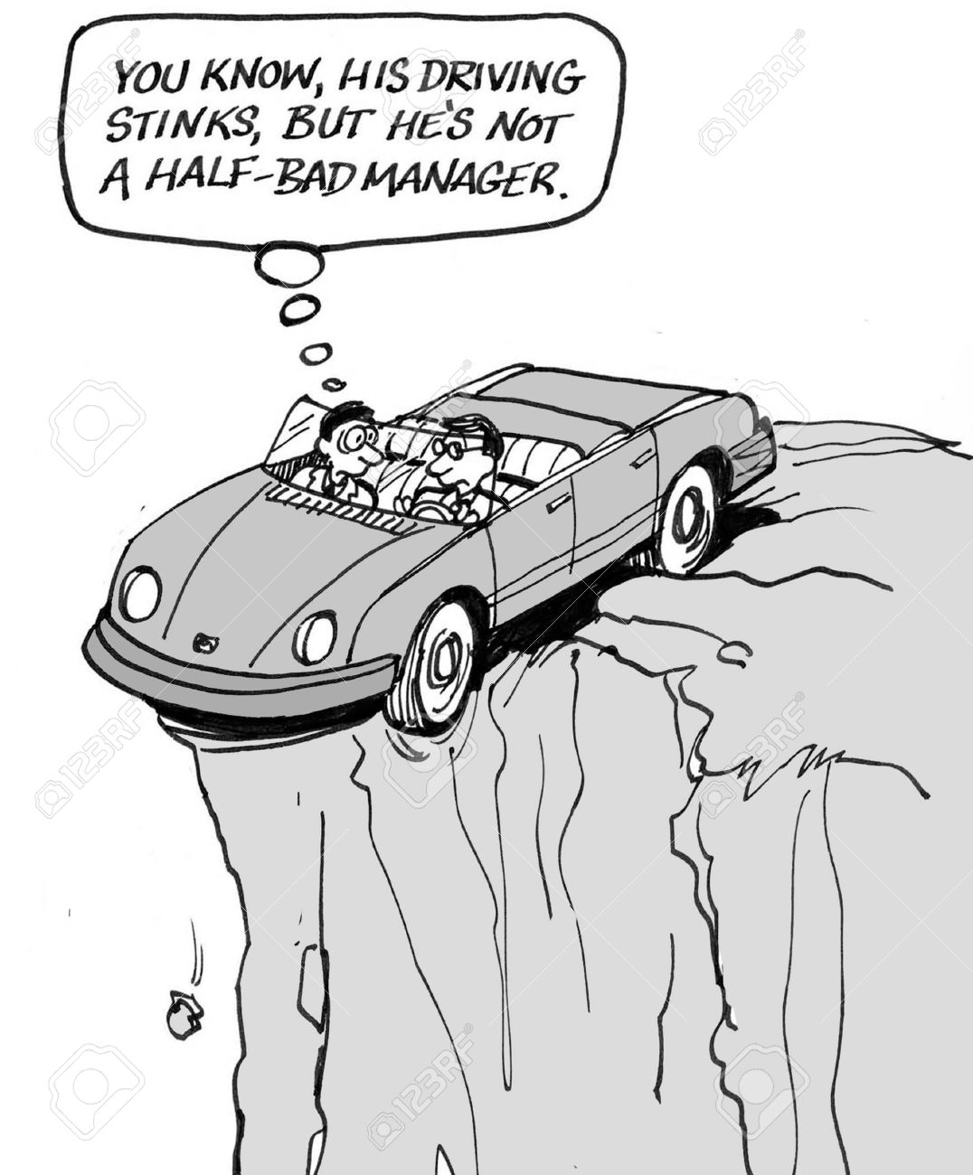 Cartoon Auto Dabei Uber Klippe Zu Gehen Ist Er Ein Schlechter Fahrer Aber Ein Guter Manager Lizenzfreie Fotos Bilder Und Stock Fotografie Image 36809018