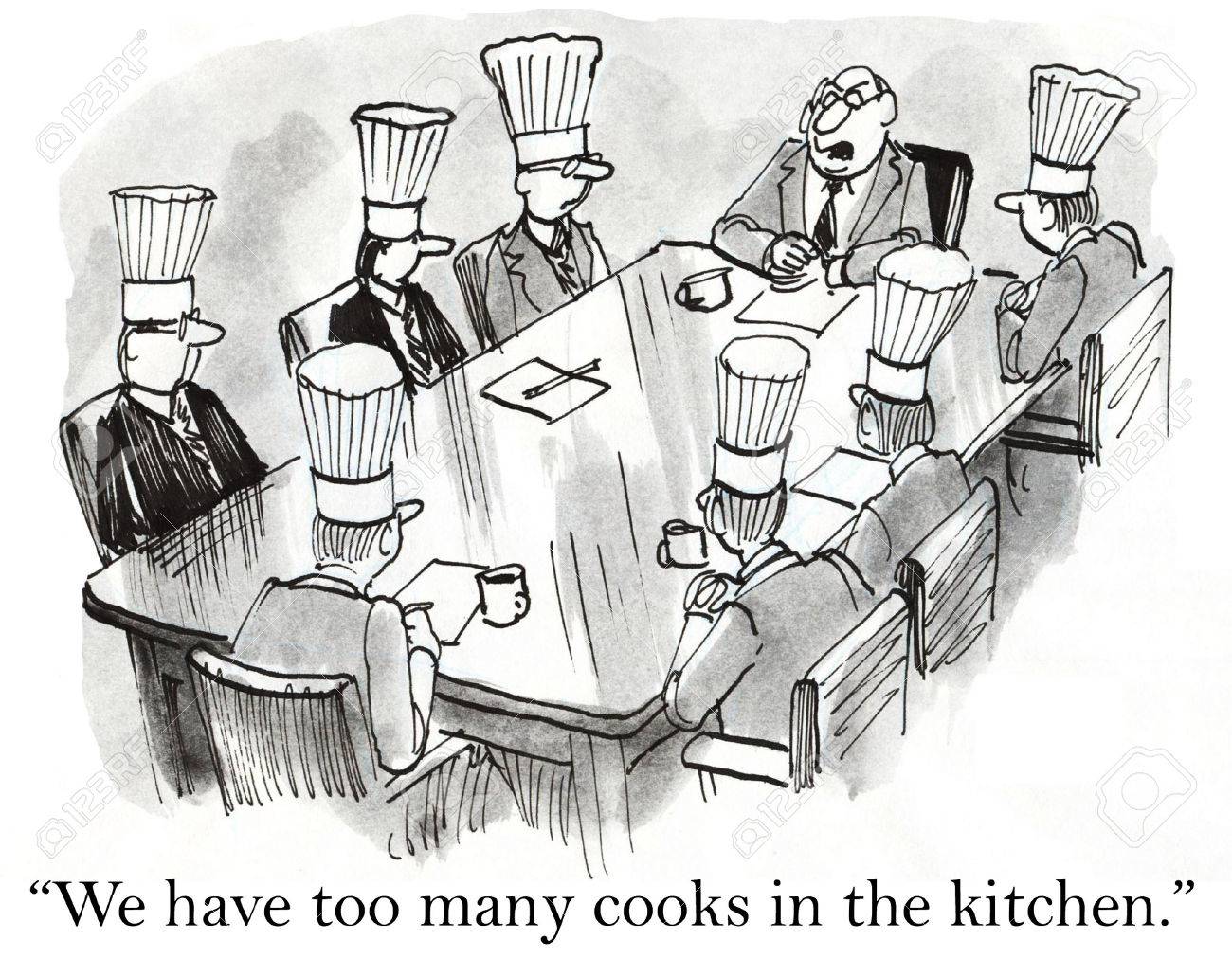 Cartoon Of Business Meeting We May Have Too Many Cooks In The Stock Photo Picture And Royalty Free Image Image 36657594
