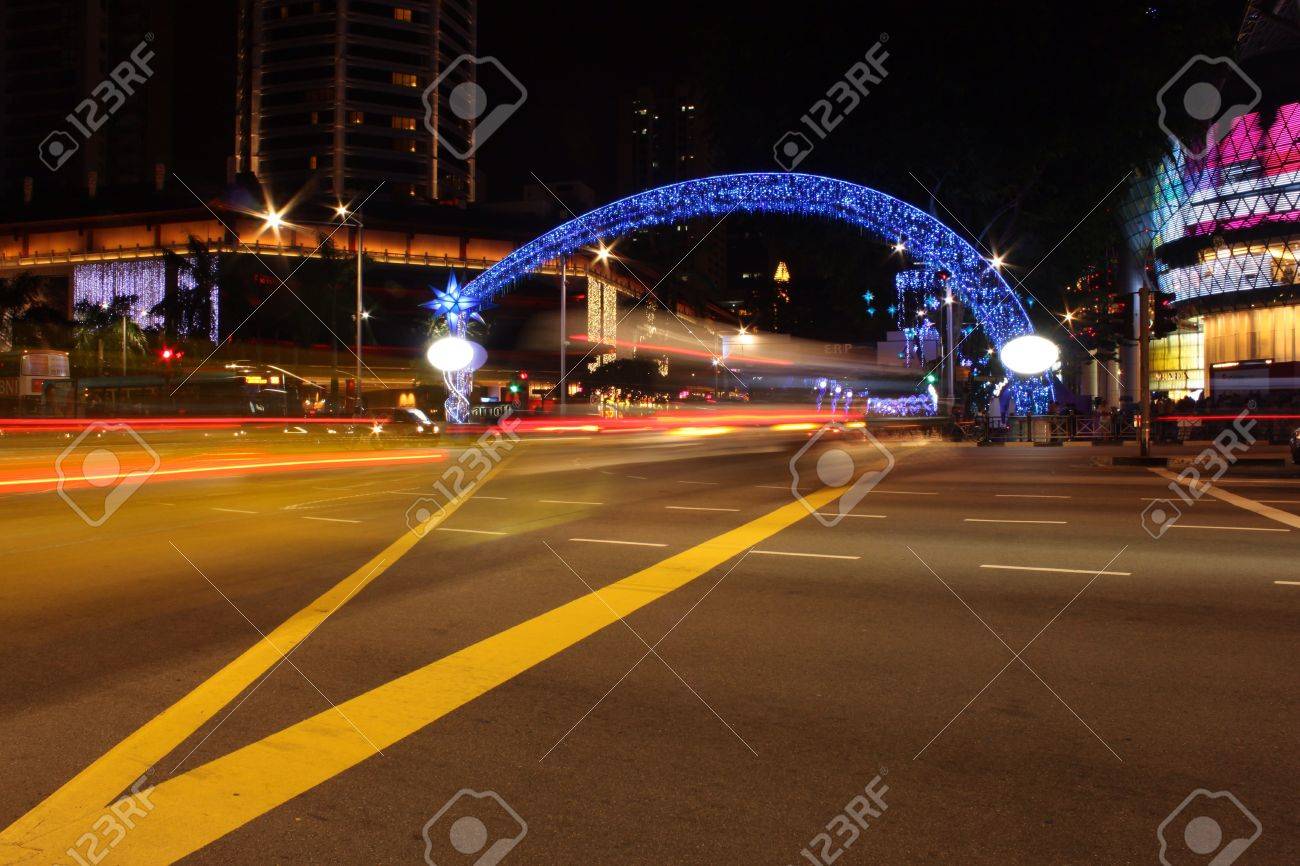 Street View In Night Time With Slow Shutter Effect Stock Photo Picture And Royalty Free Image Image 24758627