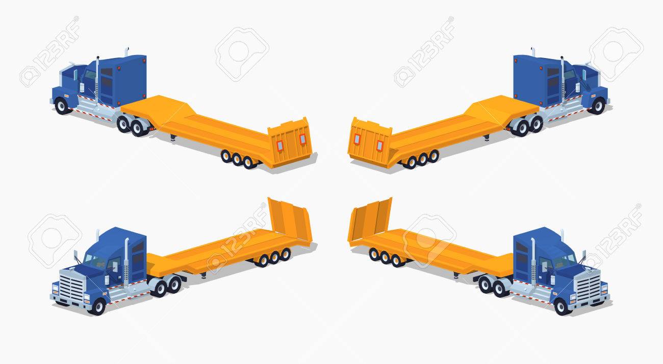 大型低床トレーラー 大型低床トレーラー2台 ユンボ2台