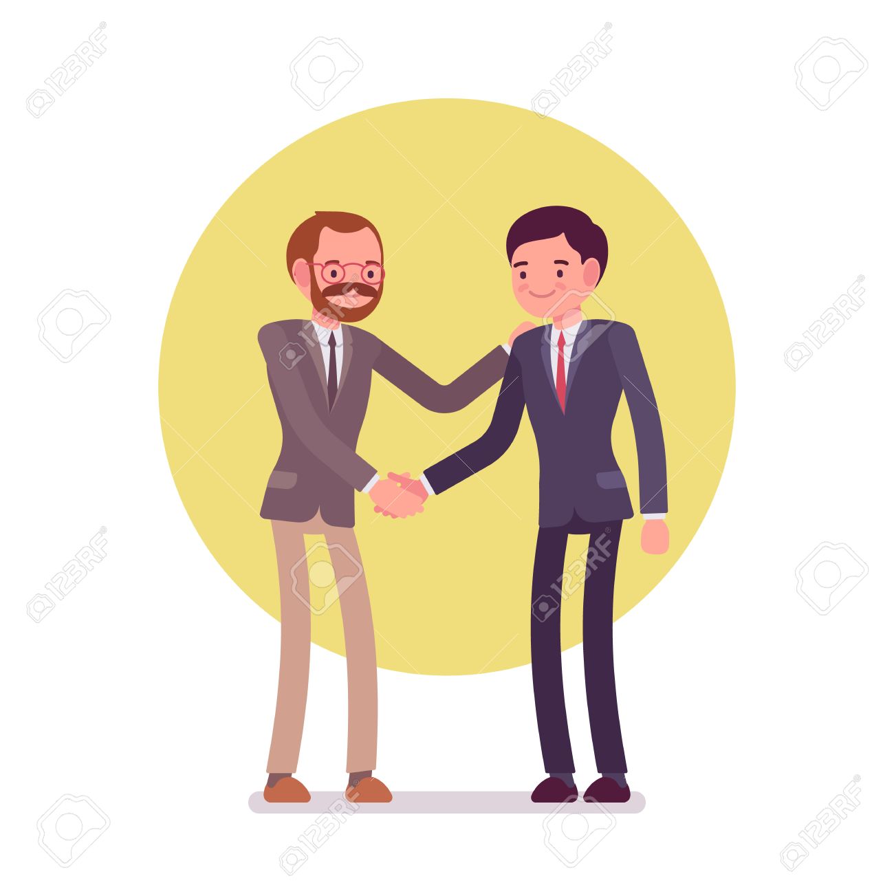 Handshake. Two men in a formal wear. Cartoon vector flat-style business concept illustration - 61090276 Handshake. Two men in a formal wear. Cartoon vector flat-style business concept illustration - 61090276