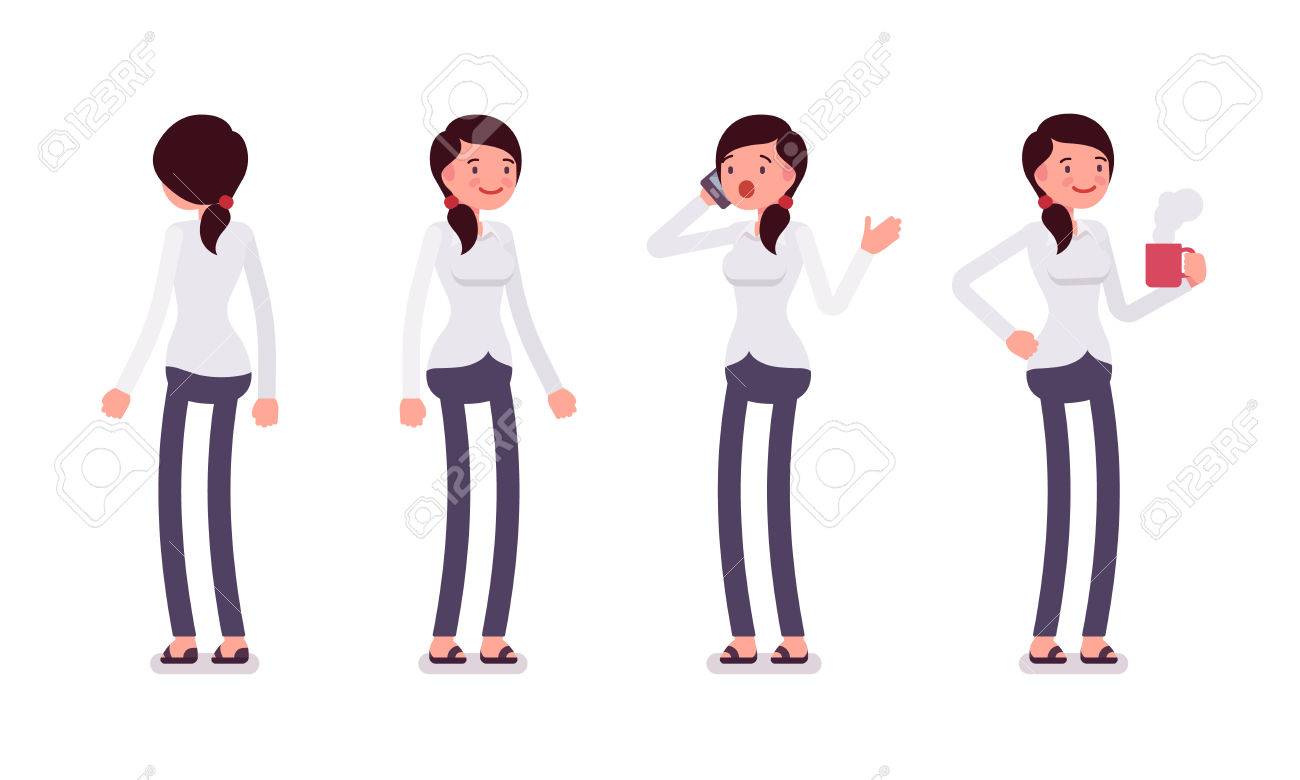 立ちポーズ 背面 正面の女性店員のセット のイラスト素材 ベクタ Image 立ちポーズ 背面 正面の女性店員のセット のイラスト素材 ベクタ Image