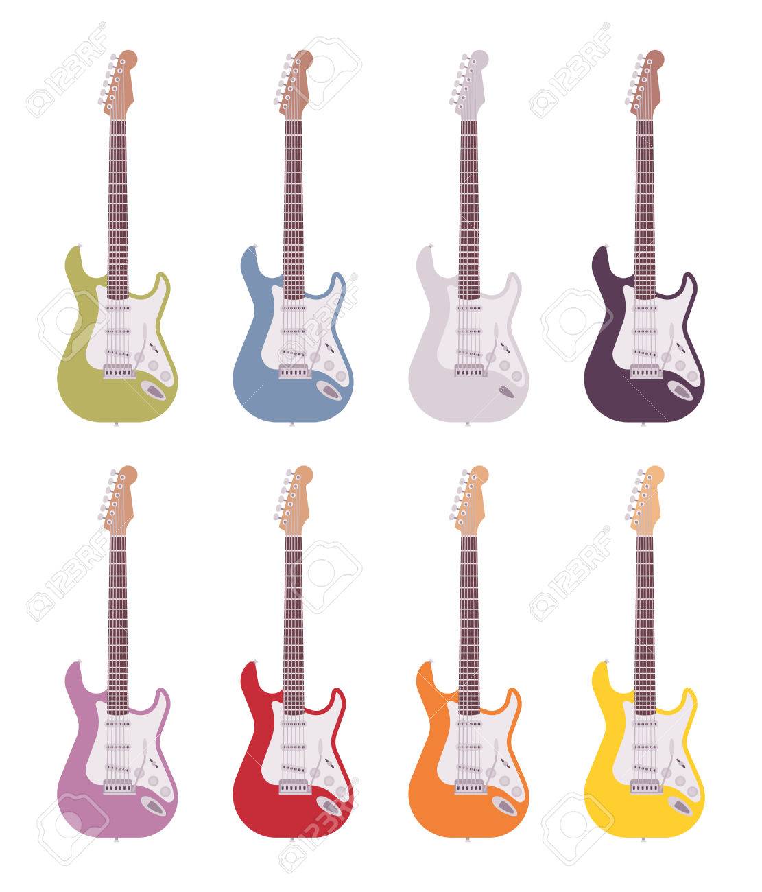Juego De Guitarras Eléctricas Color Retratos, Y Fotografía De Archivo Libres De Derecho. Image