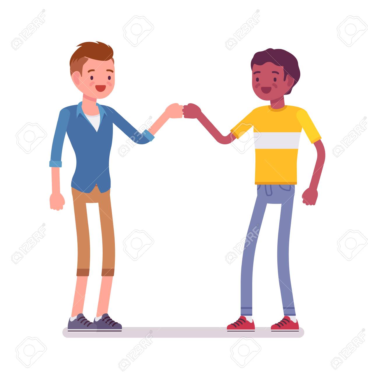 young men fist bump gesture informal salutation friendship