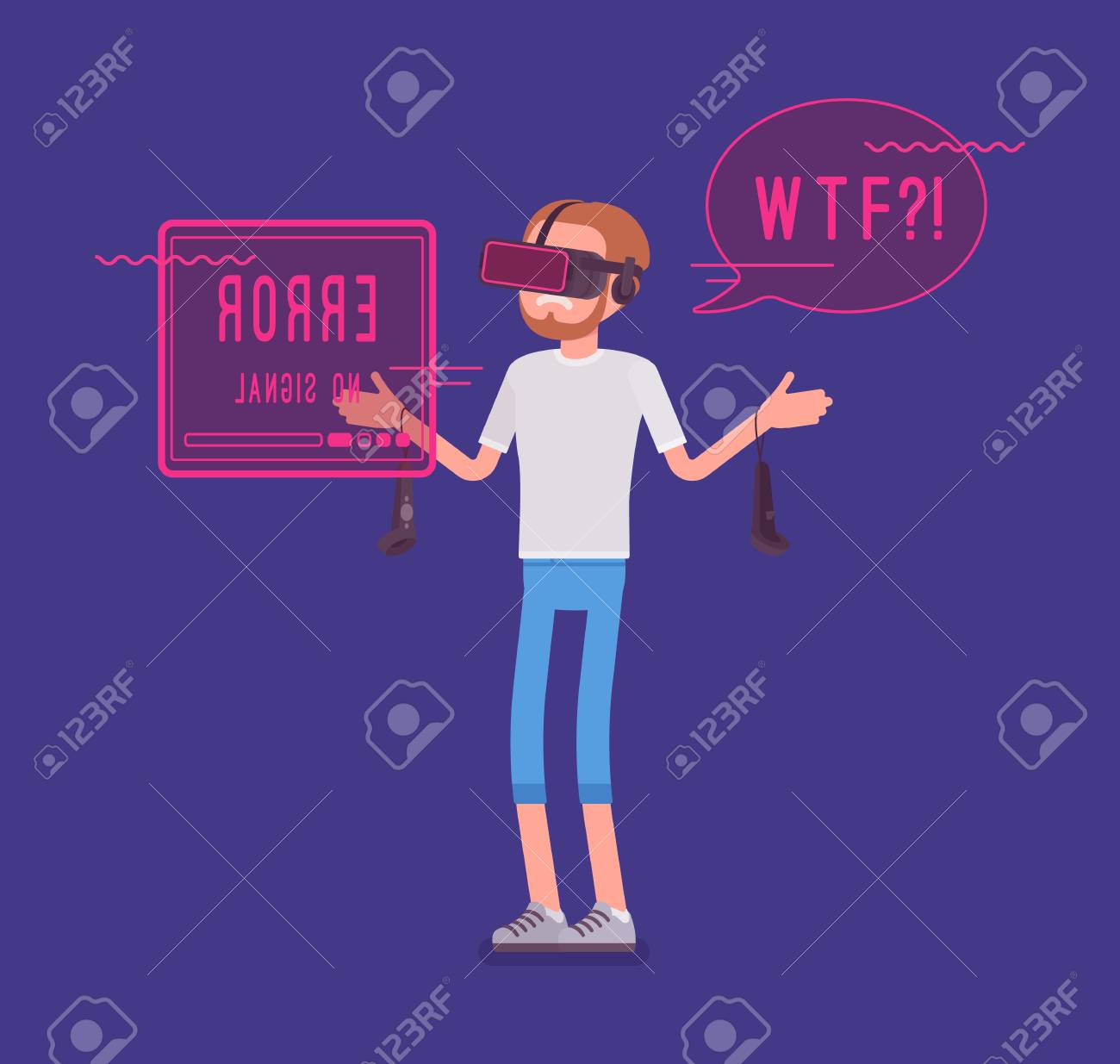 Vr 男性で負の経験と問題点のイラスト素材 ベクタ Image