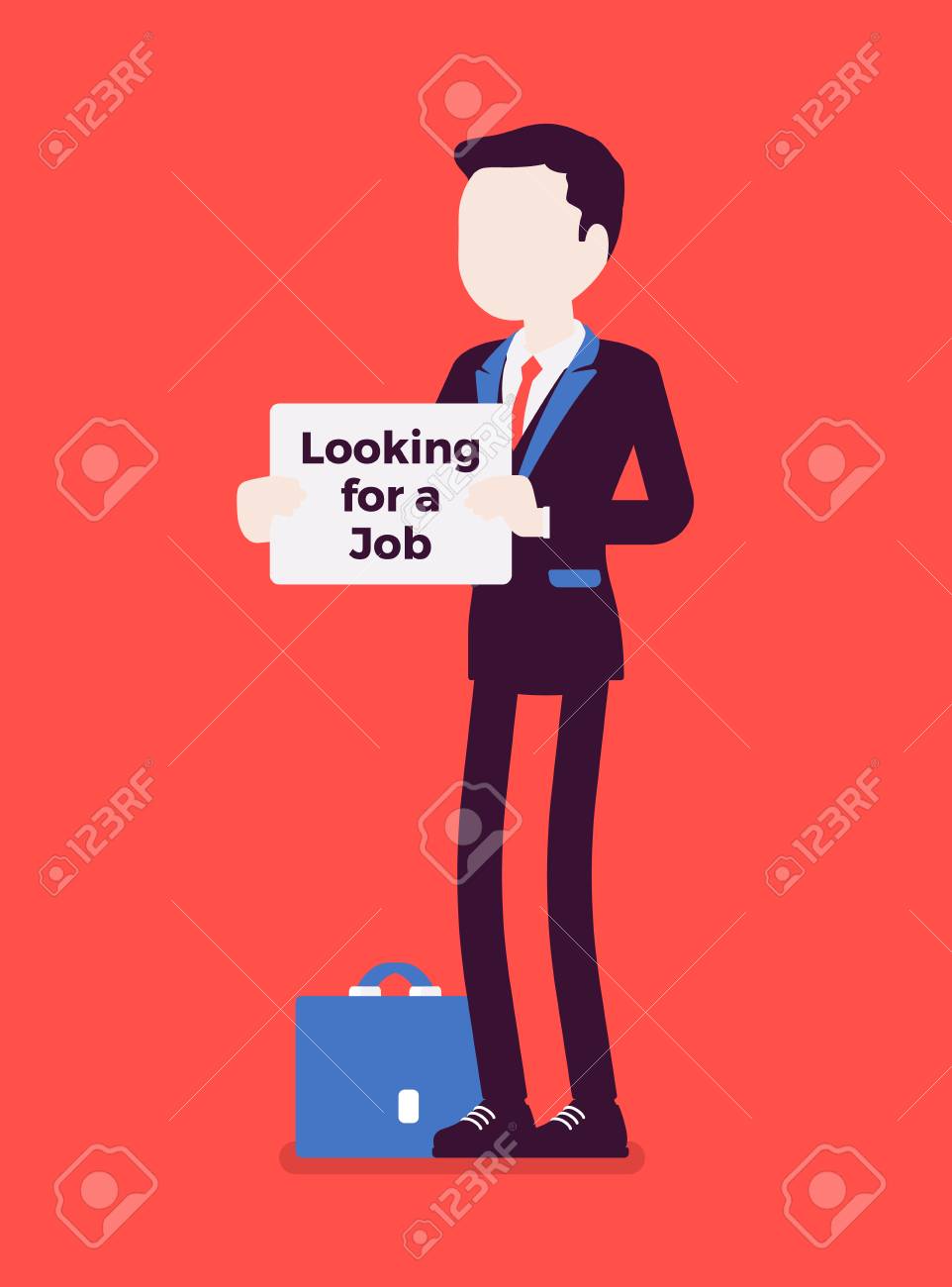 man with looking for a job advertisement sign applicant having seeking employment