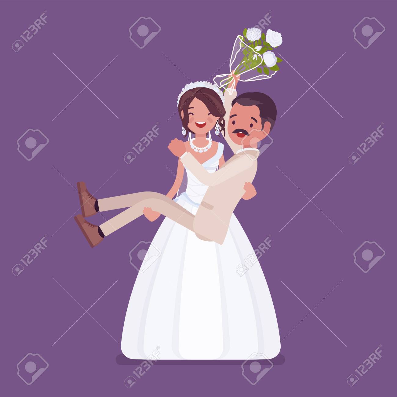 Bride Carrying Groom On Wedding Ceremony Latin American Man