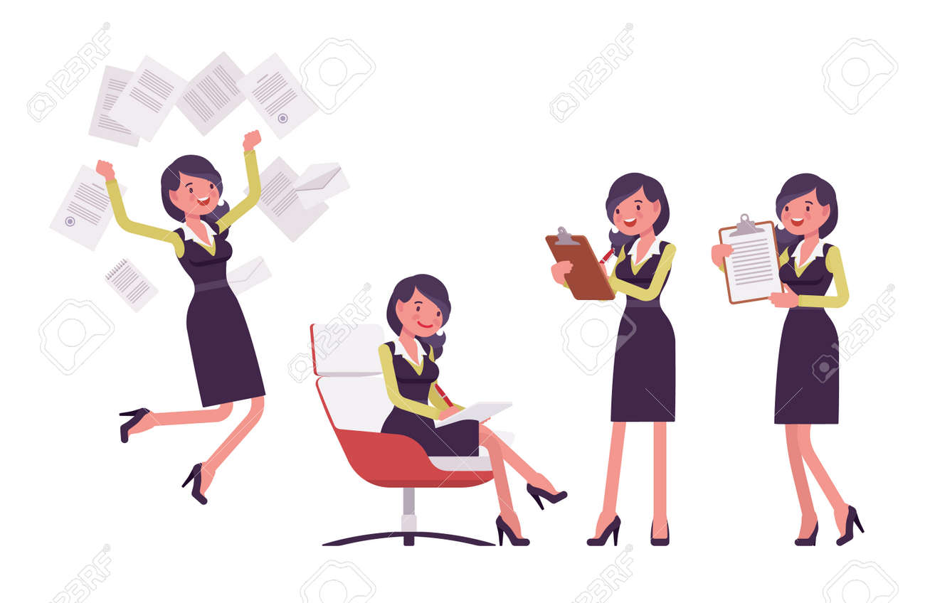 Attractive businesswoman, woman in secretary pencil office dress with paper - 168944597 Attractive businesswoman, woman in secretary pencil office dress with paper - 168944597