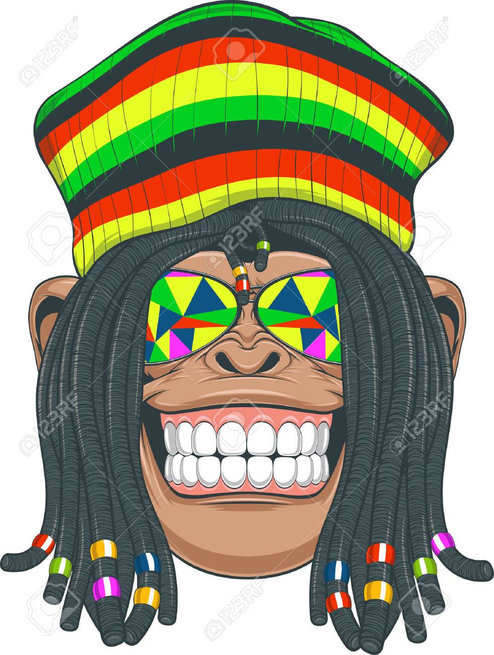 ドレッドヘアとキャップとチンパンジーの図 のイラスト素材 ベクタ Image