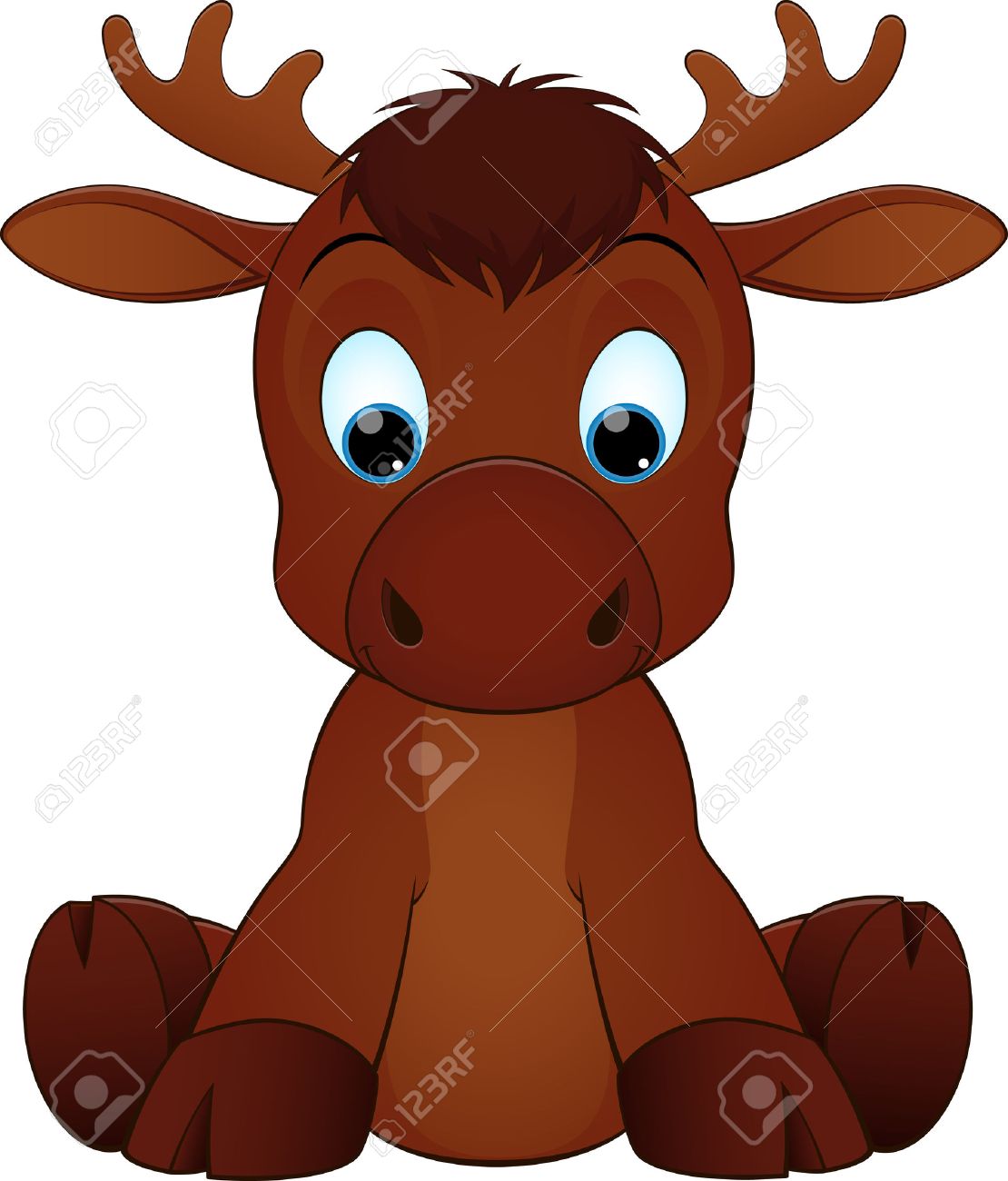 Vector Illustration Of Cute Funny Moose Sitting And Smiling Royalty Free Svg Cliparts Vectors And Stock Illustration Image