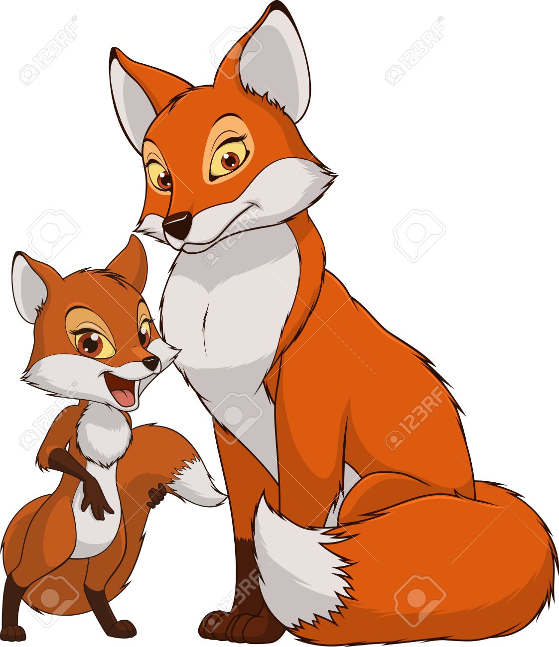 ベクトル イラスト面白いのエキゾチックな動物の Fox 家族 のイラスト素材 ベクタ Image