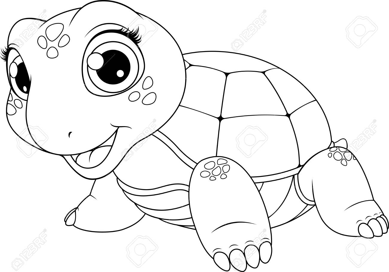 Vector Illustration Of A Cute Turtle Baby Child Smiling On A White Background Coloring Royalty Free Cliparts Vectors And Stock Illustration Image
