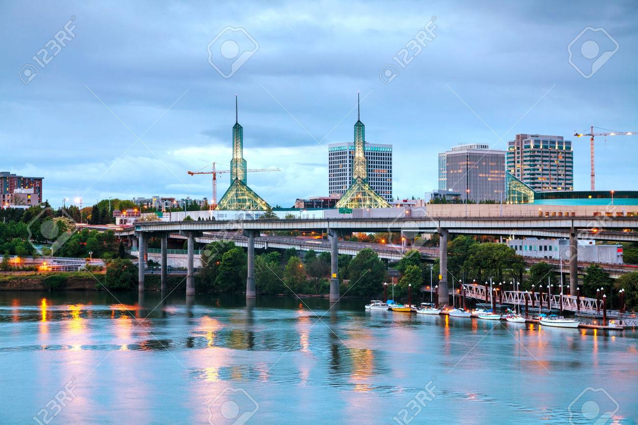 Downtown Portland Oregon Cityscape At The Night Time Stock Photo 33497001 Downtown Portland Oregon Cityscape At The Night Time Stock Photo 33497001