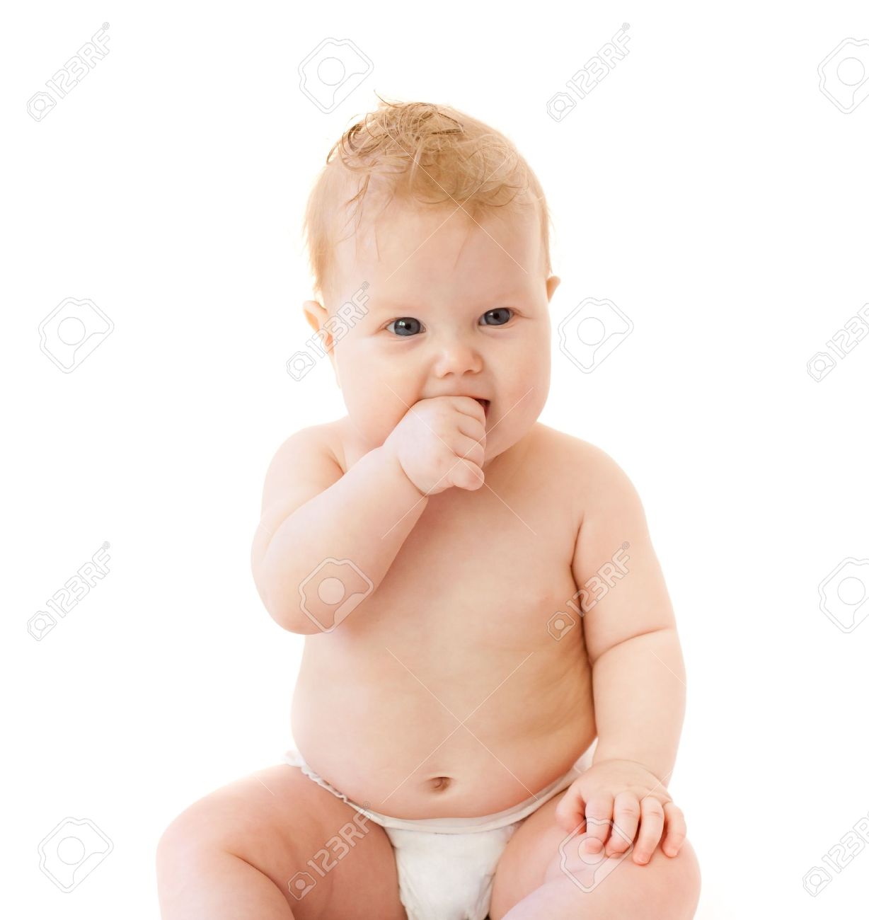 Baby Zuigen Vinger Gea Soleerd Op Wit Royalty Vrije Foto Plaatjes Beelden En Stock Fotografie Image 8611530