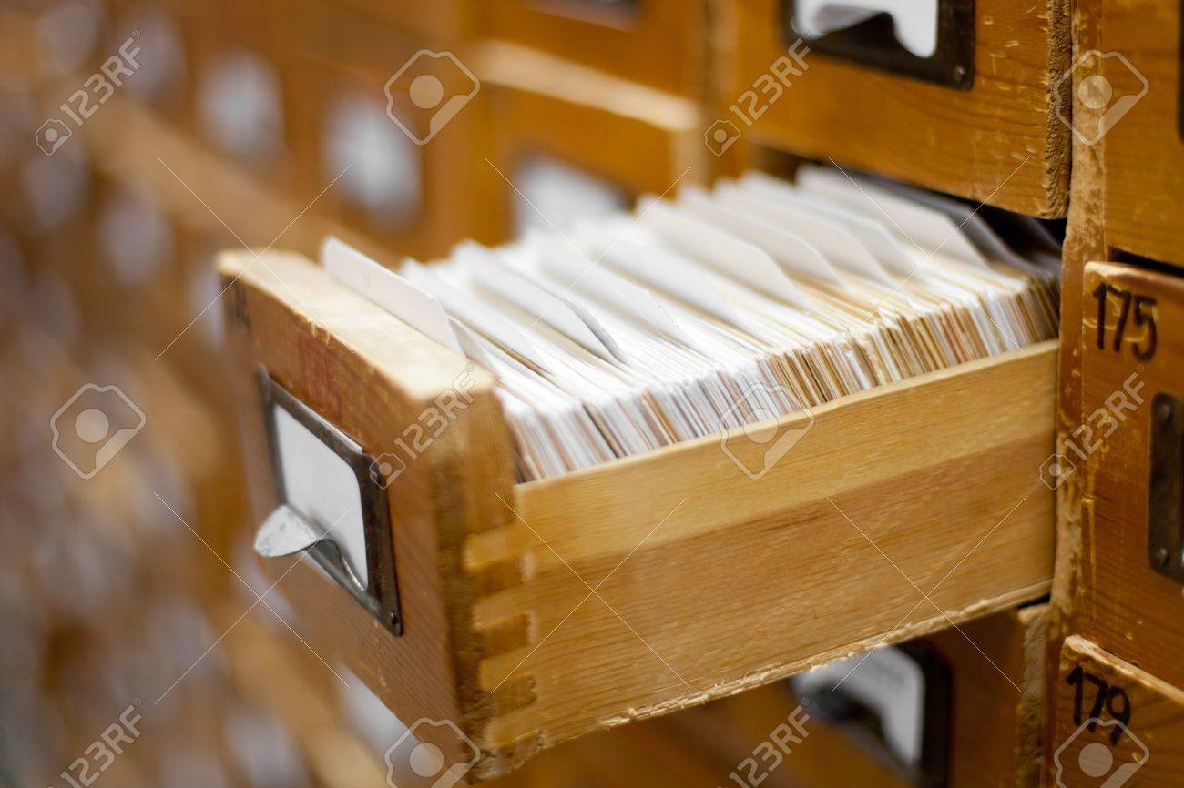 Database Concept Vintage Cabinet Library Card Or File Catalog