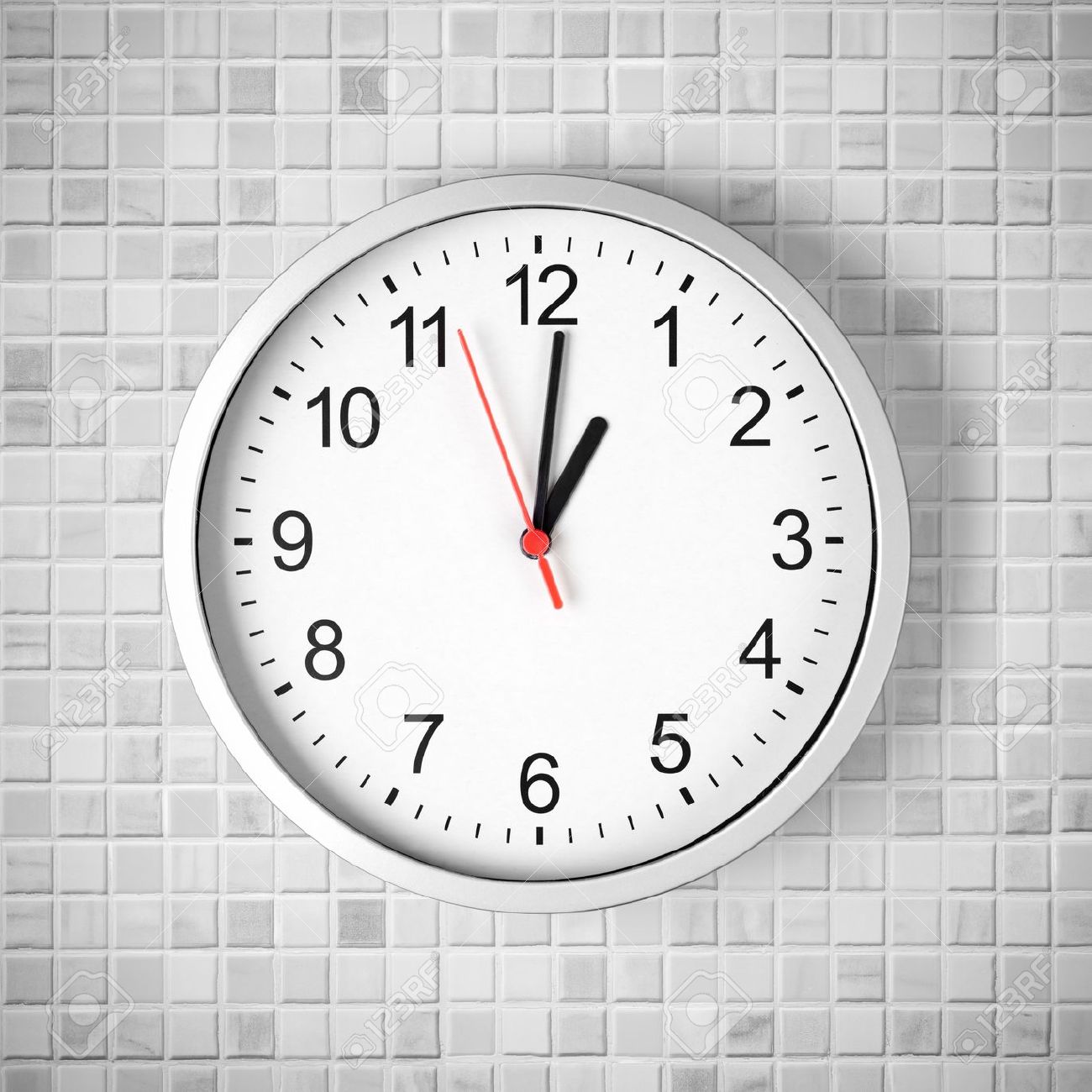 Wall Clock Images Stock Pictures Royalty Free Wall Clock Photos - Wall Clock Simple Clock Or Watch On White Tile Wall Displaying One Oclock wall clock images stock pictures royalty free wall clock photos - wall clock simple clock or watch on white tile wall displaying one oclock