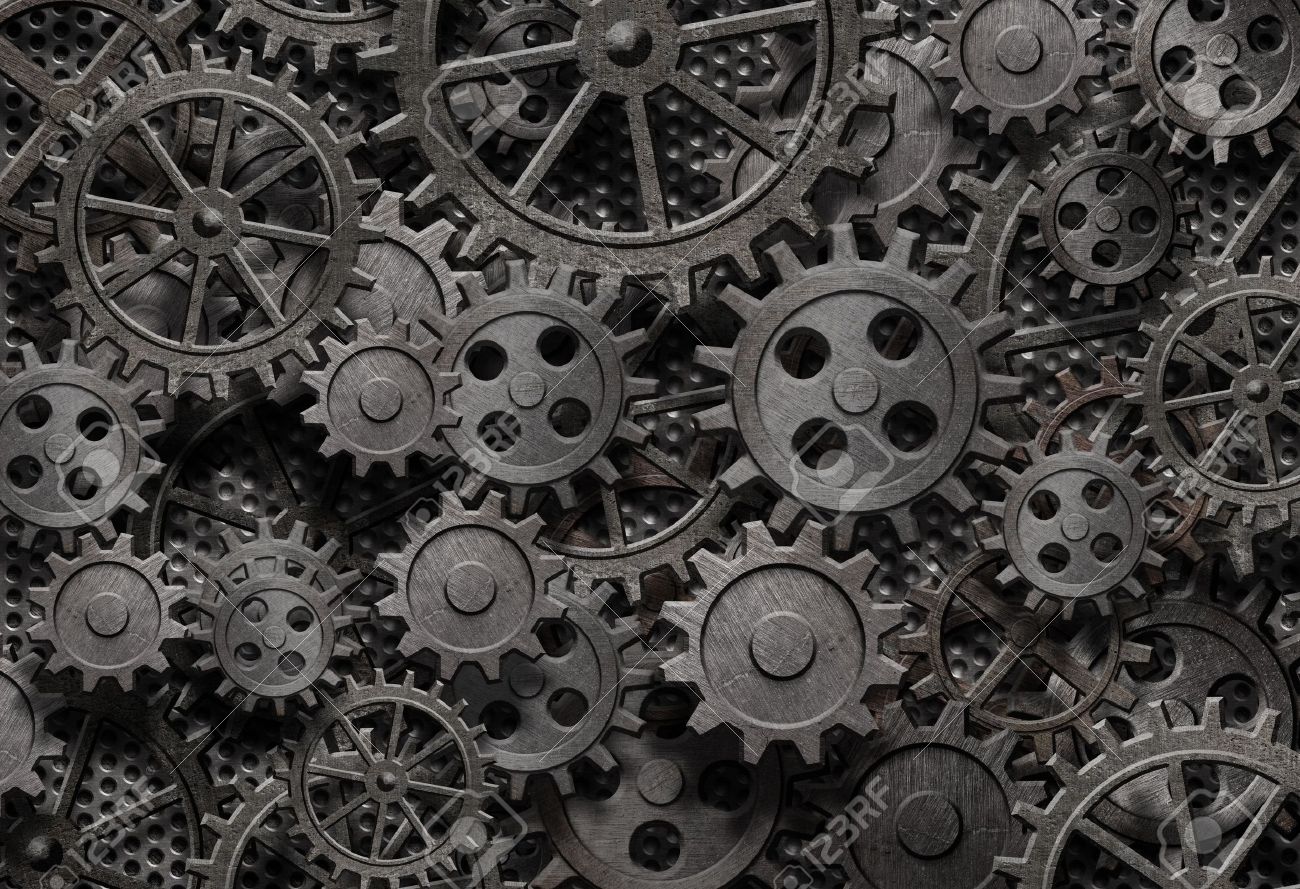 many old rusty metal gears or machine parts stock photo picture