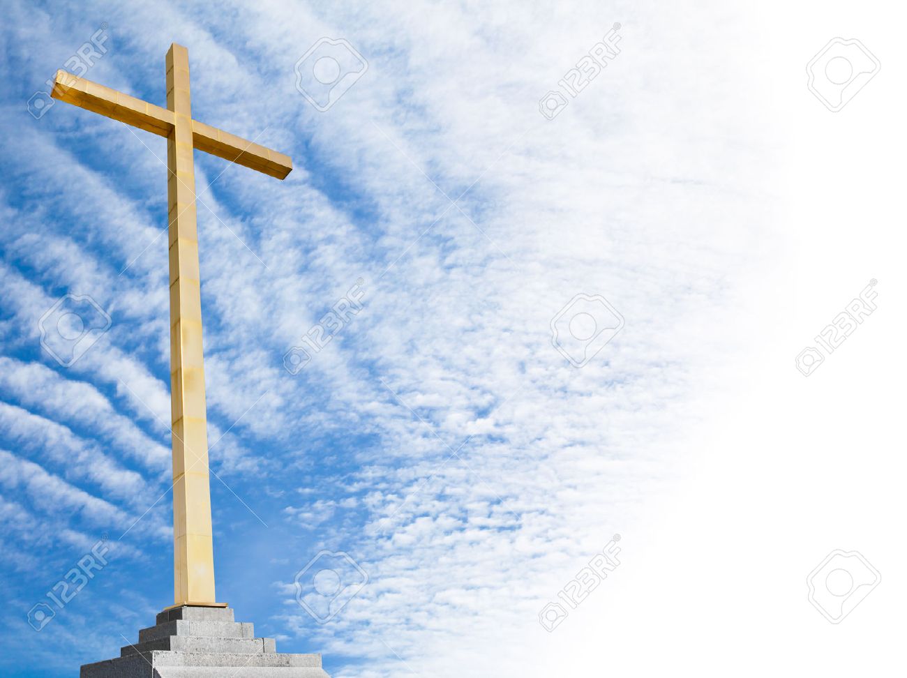 christian cross with sky background religion template stock photo