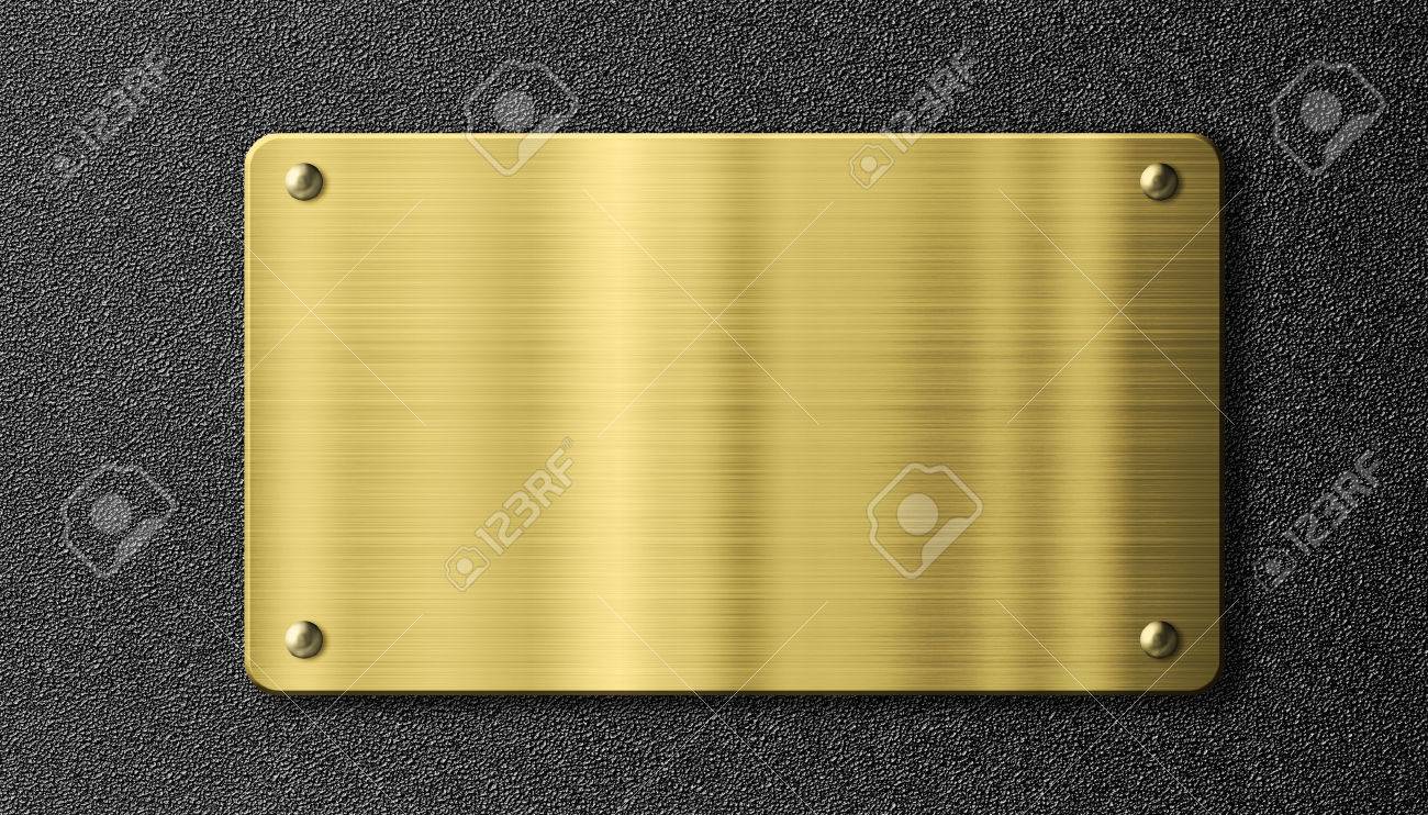 黒の背景上のゴールドや真鍮記号メタル プレート の写真素材 画像素材 Image