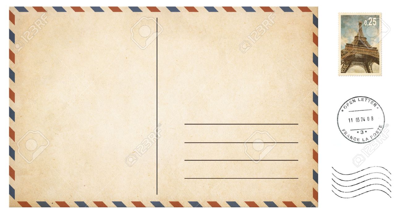 Old Blank Postcard Isolated On White With Post Stamps Set Stock Photo Picture And Royalty Free Image Image