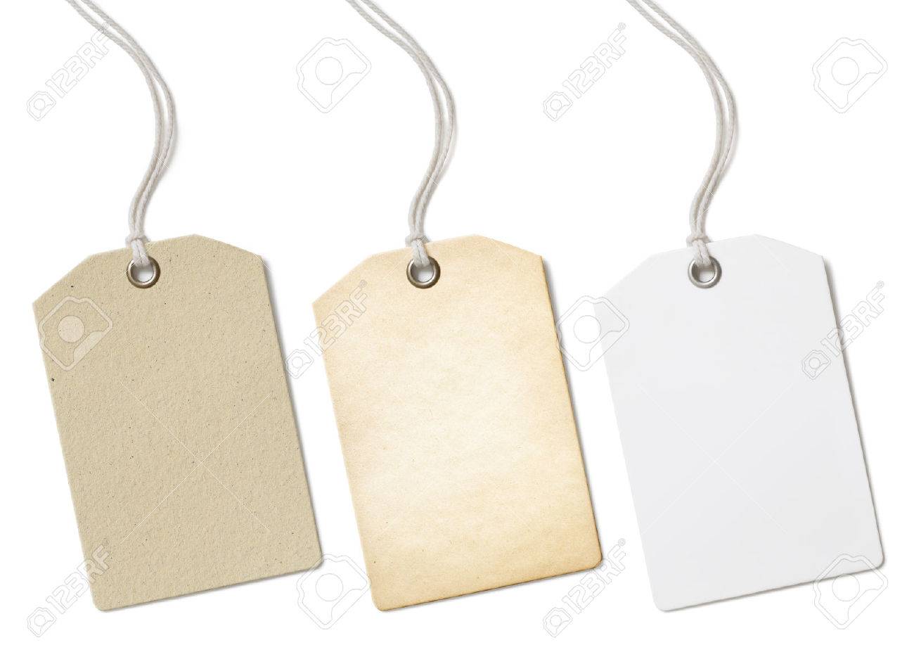 blank paper price tags or labels set isolated on white stock photo