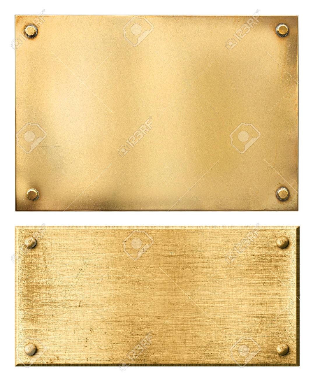Brass Or Gold Metal Plates Set Isolated On White Stock Photo Picture And Royalty Free Image Image