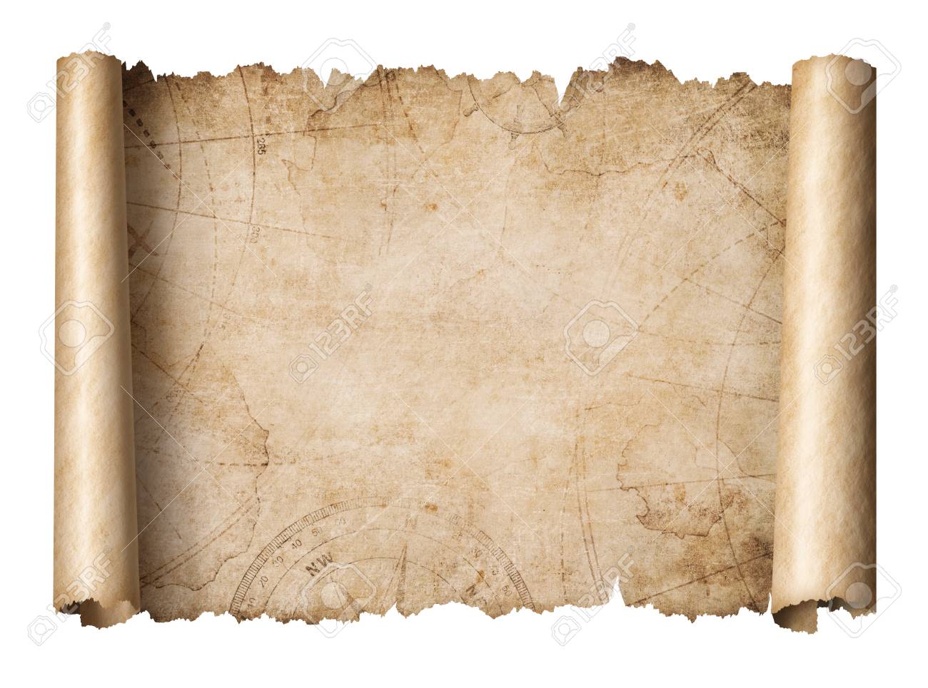 Old Treasure Map Scroll Isolated 22D Illustration Stock Photo Inside Blank Pirate Map Template