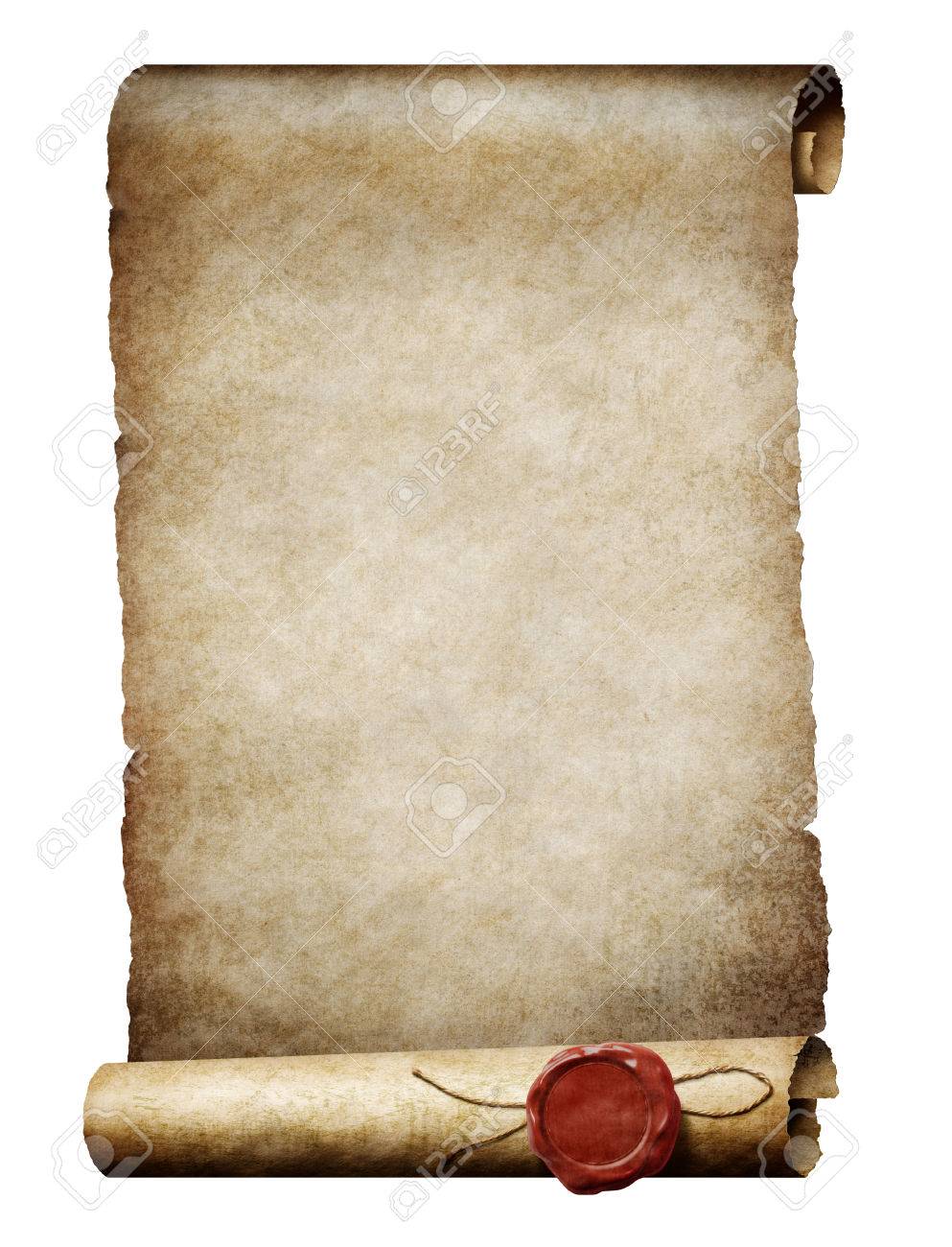 old parchment scroll with wax royal seal stock photo picture and