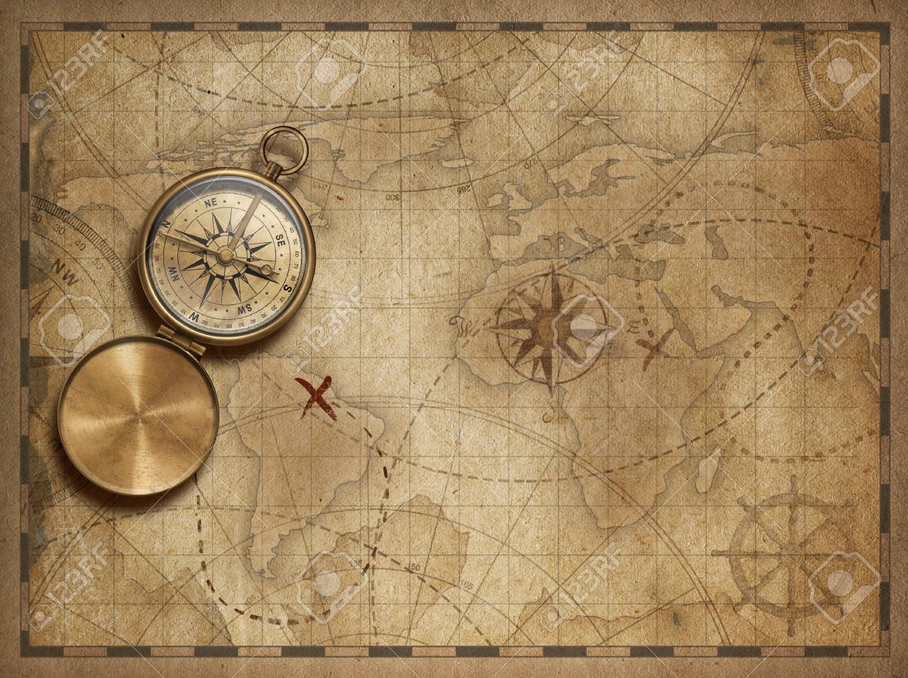 Adventure And Explore With Old Nautical World Map 3d Illustration Map Elements Are Furnished By Nasa Stock Photo Picture And Royalty Free Image Image