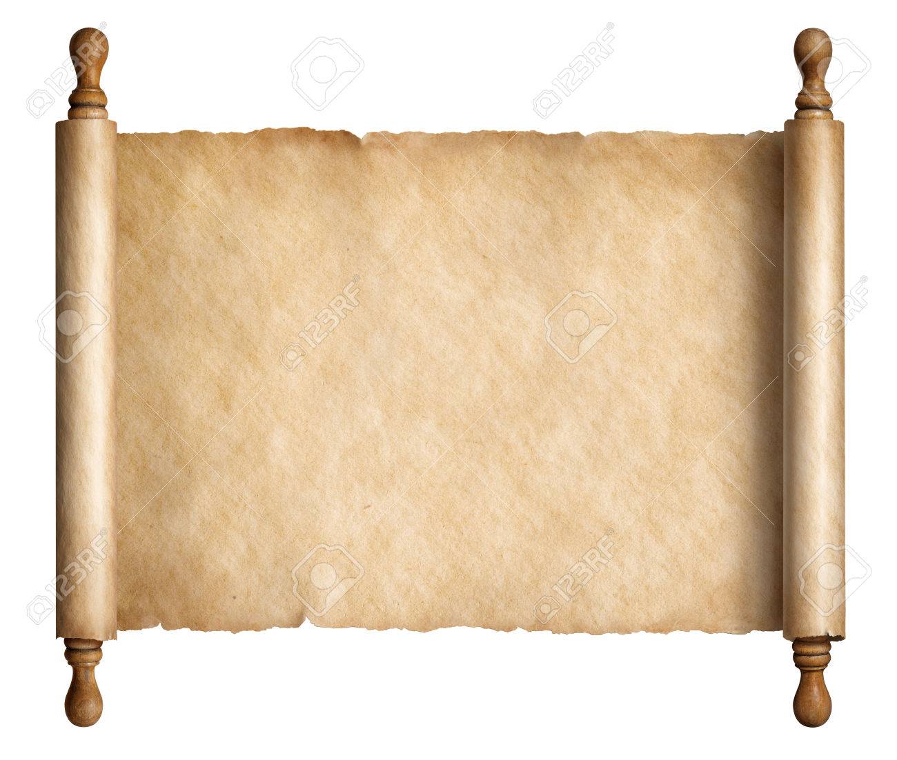 old paper scroll or ancient parchment isolated 3d illustration stock
