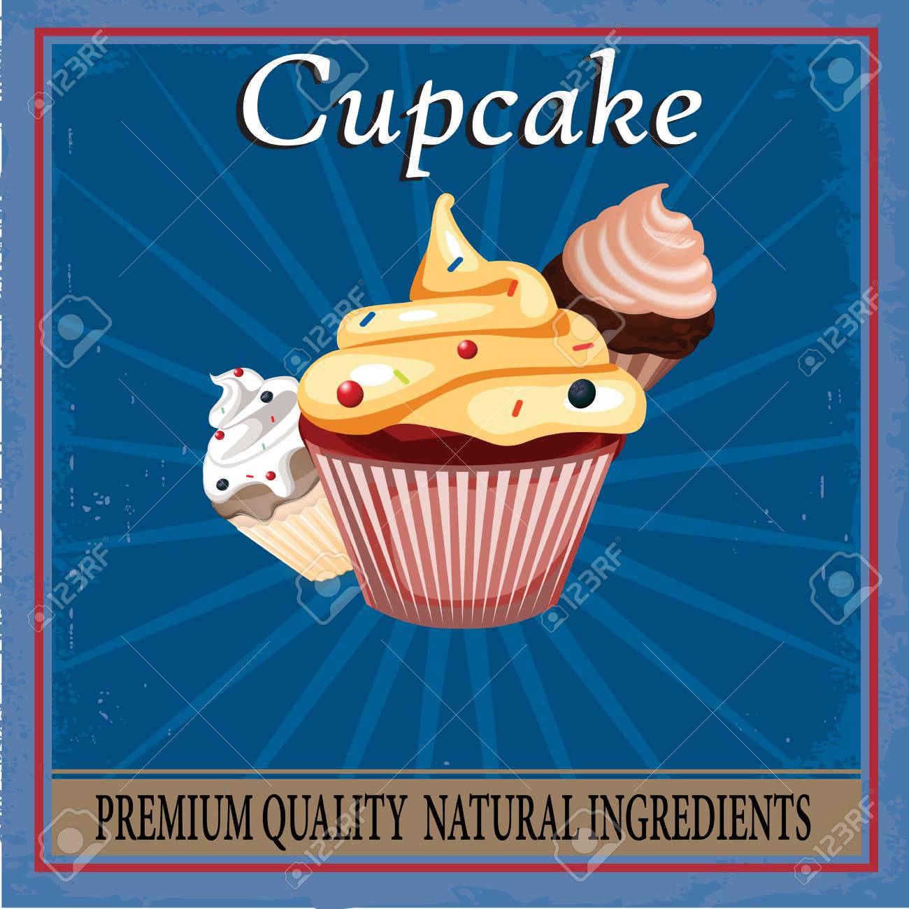 Affiche Pour Le Cafe Avec Un Gateau Sur Un Fond Bleu Clip Art Libres De Droits Vecteurs Et Illustration Image