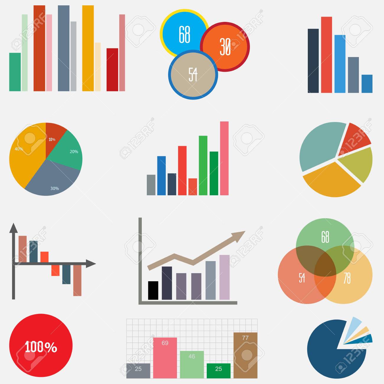 보고서 및 통계 차트 및 그래프의 설정 로열티 무료 사진, 그림, 이미지 그리고 스톡포토그래피. Image 45877532
