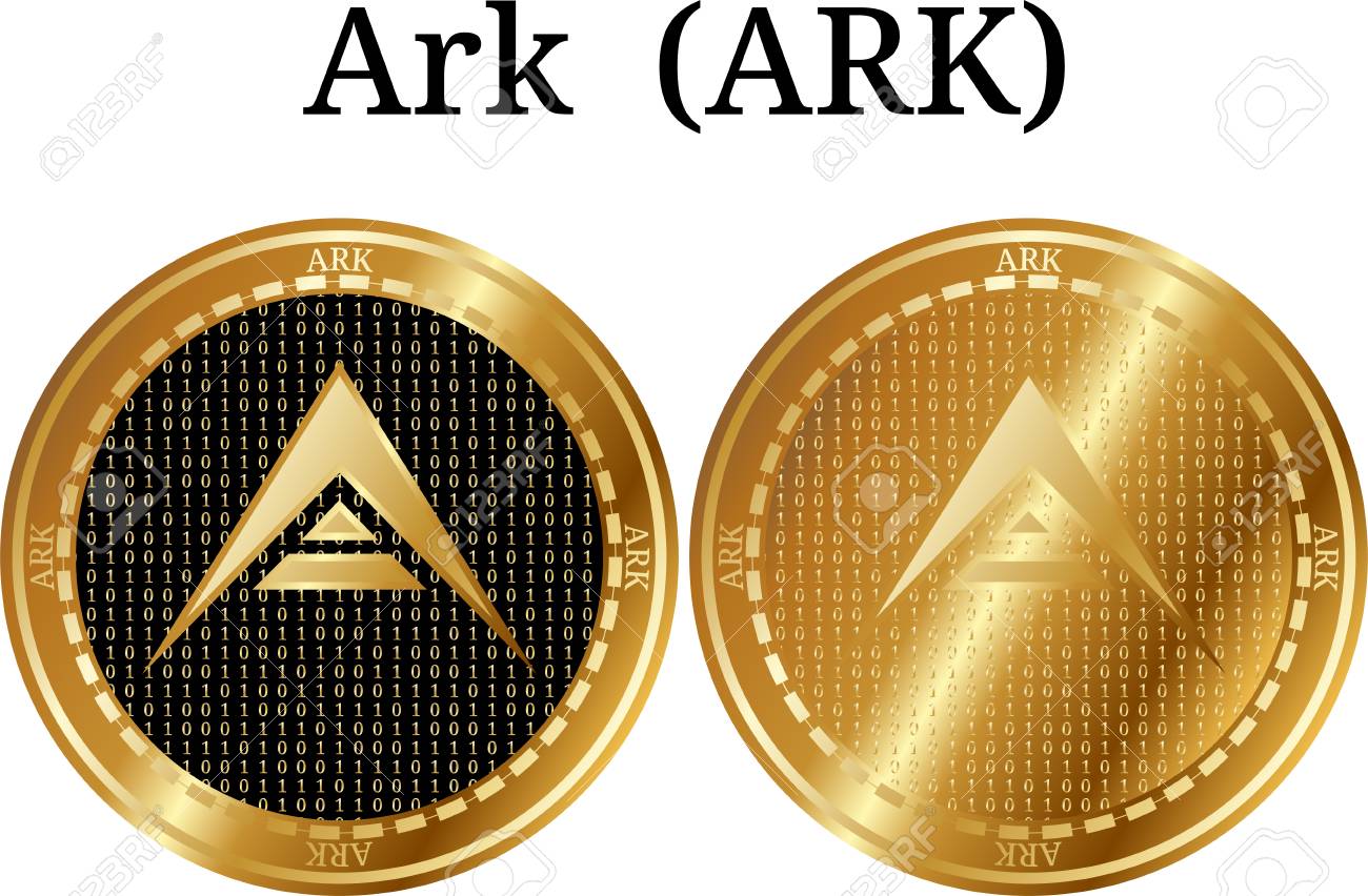 物理的なゴールデンコインアーク(ARK)、デジタル暗号通貨のセット。アーク(アーク)アイコンセット。白い背景に分離されたベクトル図。のイラスト素材・ベクター  Image 95672017