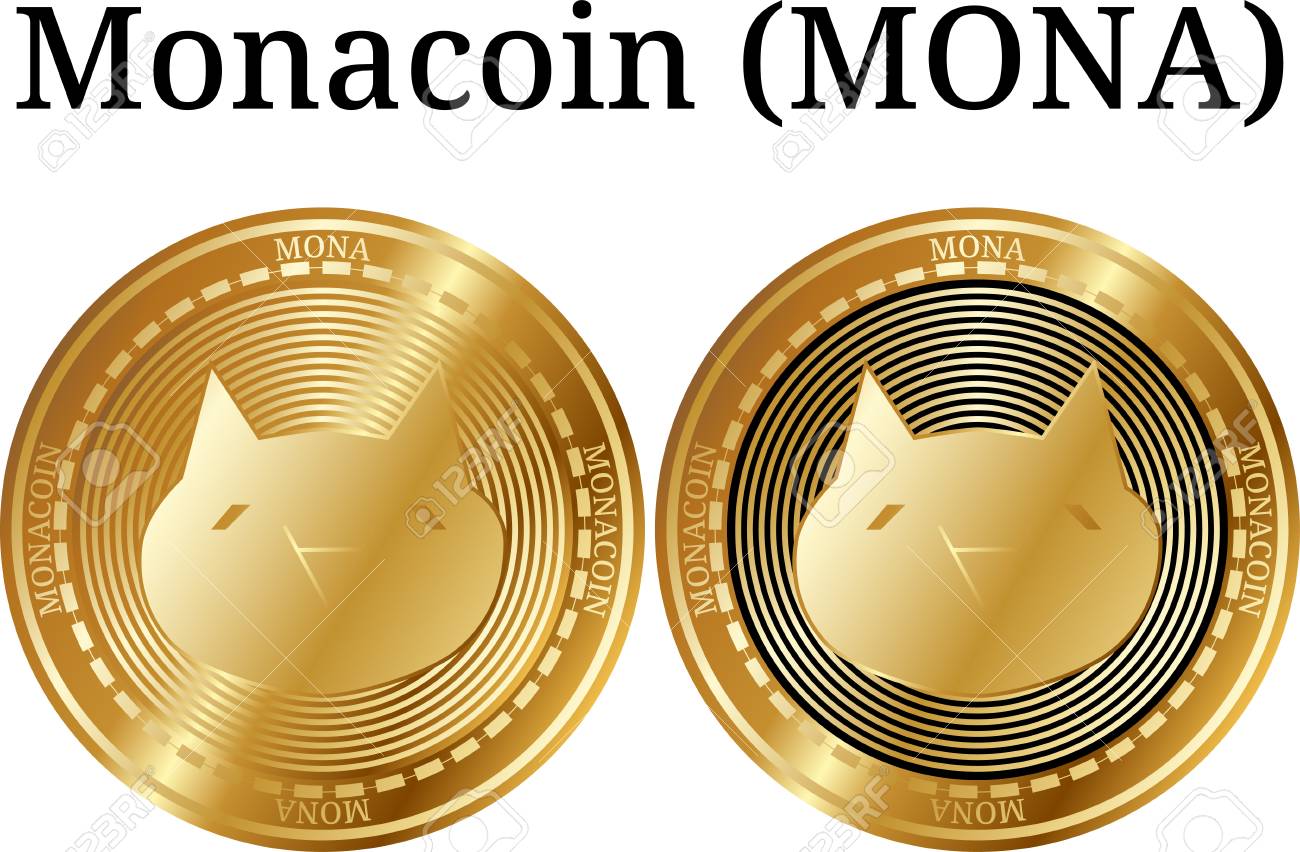 物理的な黄金のコインモナコイン(MONA)、デジタル暗号通貨のセット。モナコイン(MONA)アイコンセット。白い背景に分離されたベクトルイラスト。のイラスト素材・ベクター  Image 95672478