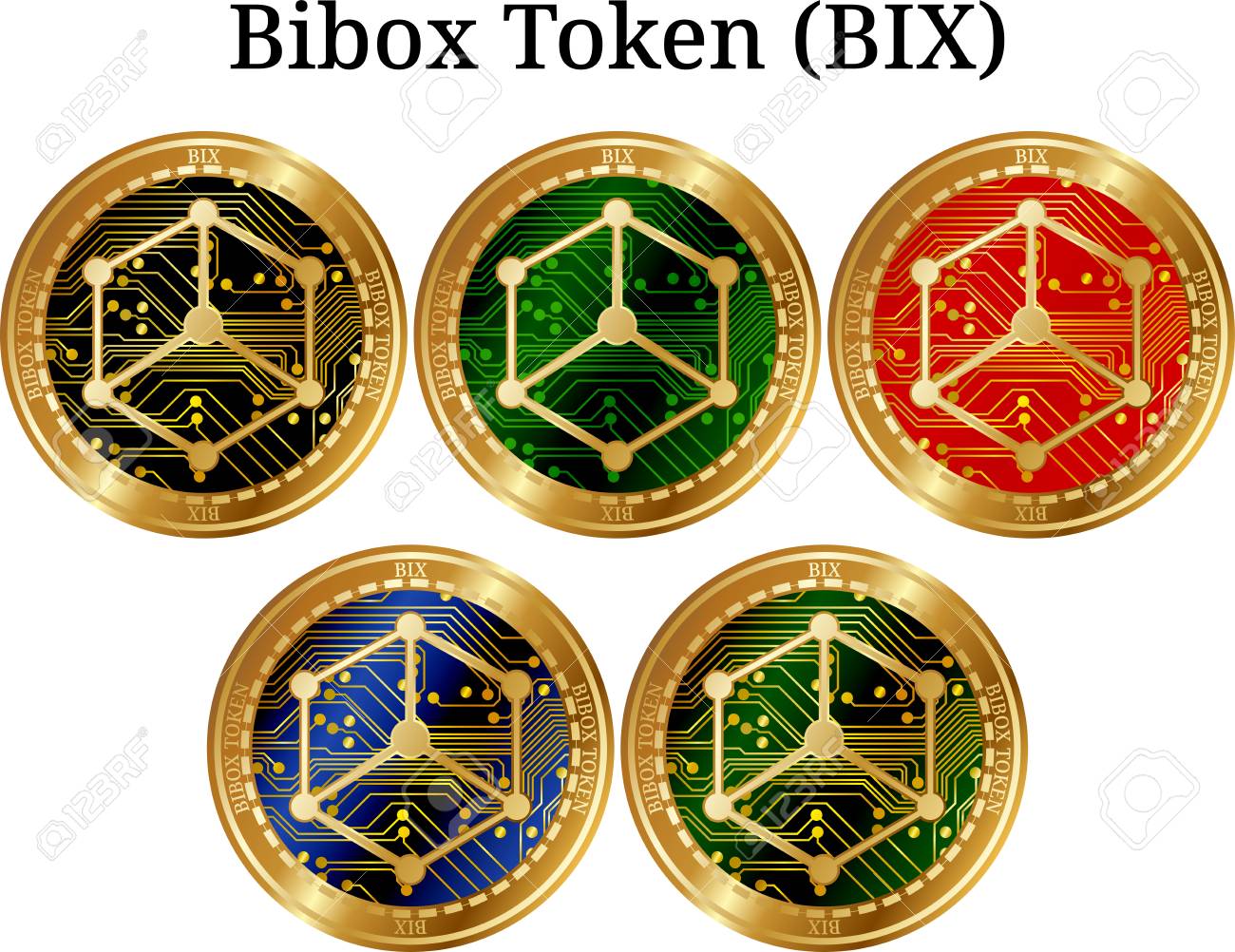 실제 황금 동전 Bibox 토큰 (BIX), 디지털 Cryptocurrency 세트. Bibox 토큰 (BIX) 아이콘이  설정되었습니다. 벡터 일러스트 레이 션 흰색 배경에 고립 로열티 무료 사진, 그림, 이미지 그리고 스톡포토그래피. Image  95842801