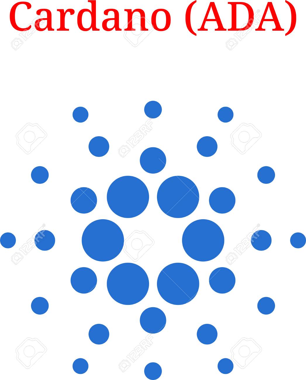 ベクターカルダノ (ADA) デジタル暗号通貨ロゴ。カルダノ(ADA)アイコン。白い背景に分離されたベクトルイラスト。のイラスト素材・ベクター  Image 96094445